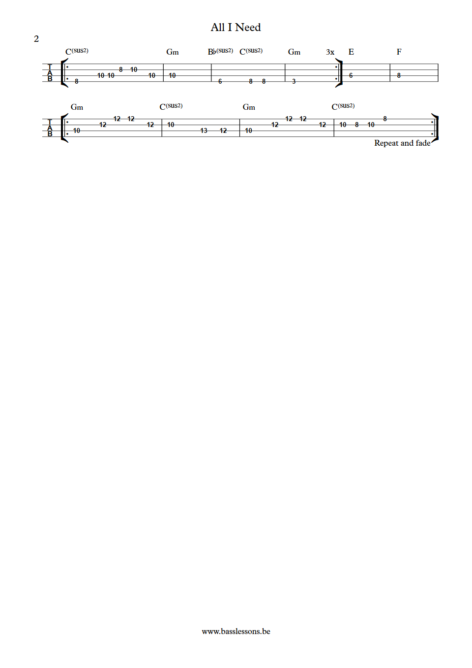 Air all i need bass tab part 2