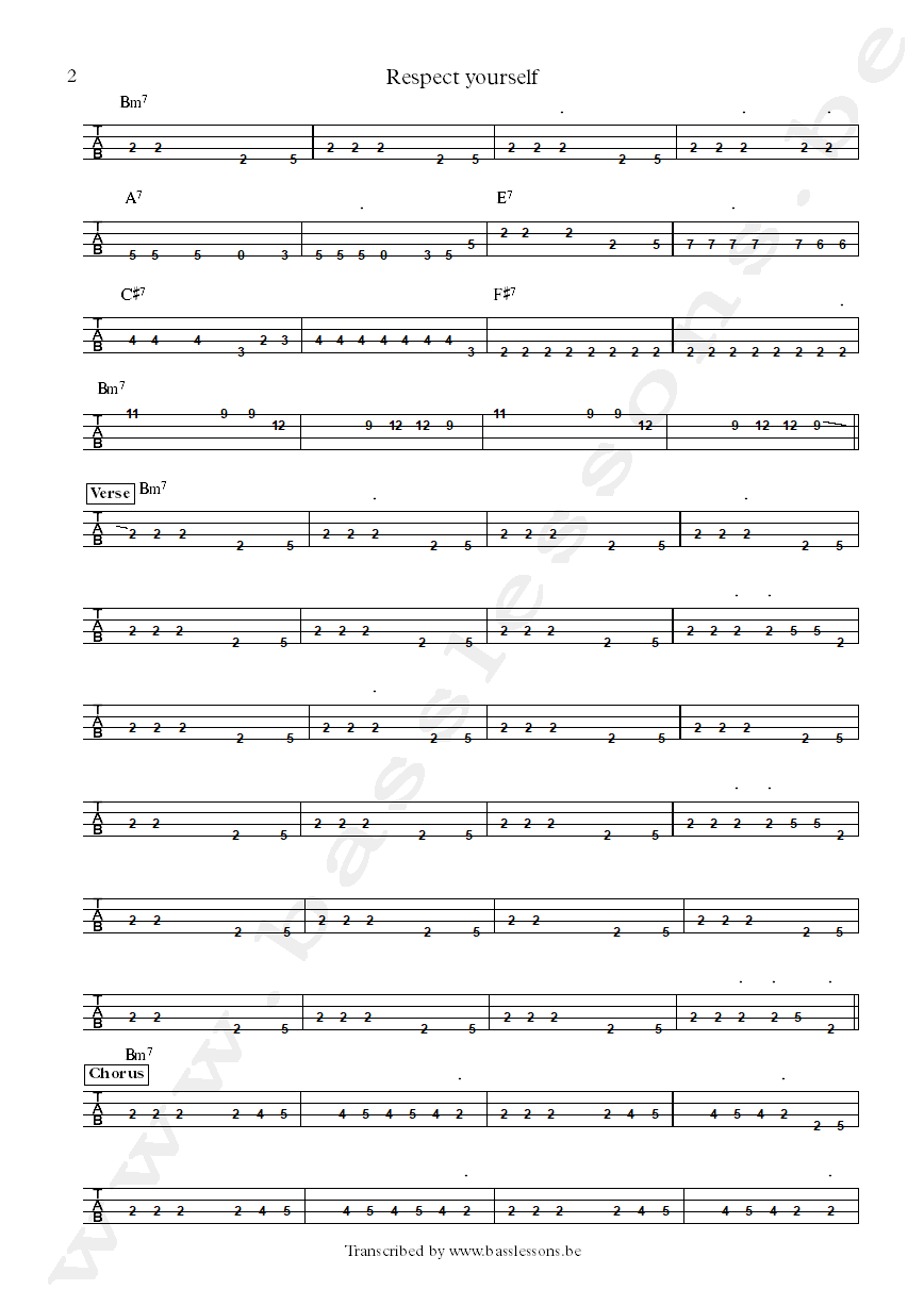 staple singers respect yourself david hood bass tab part 2