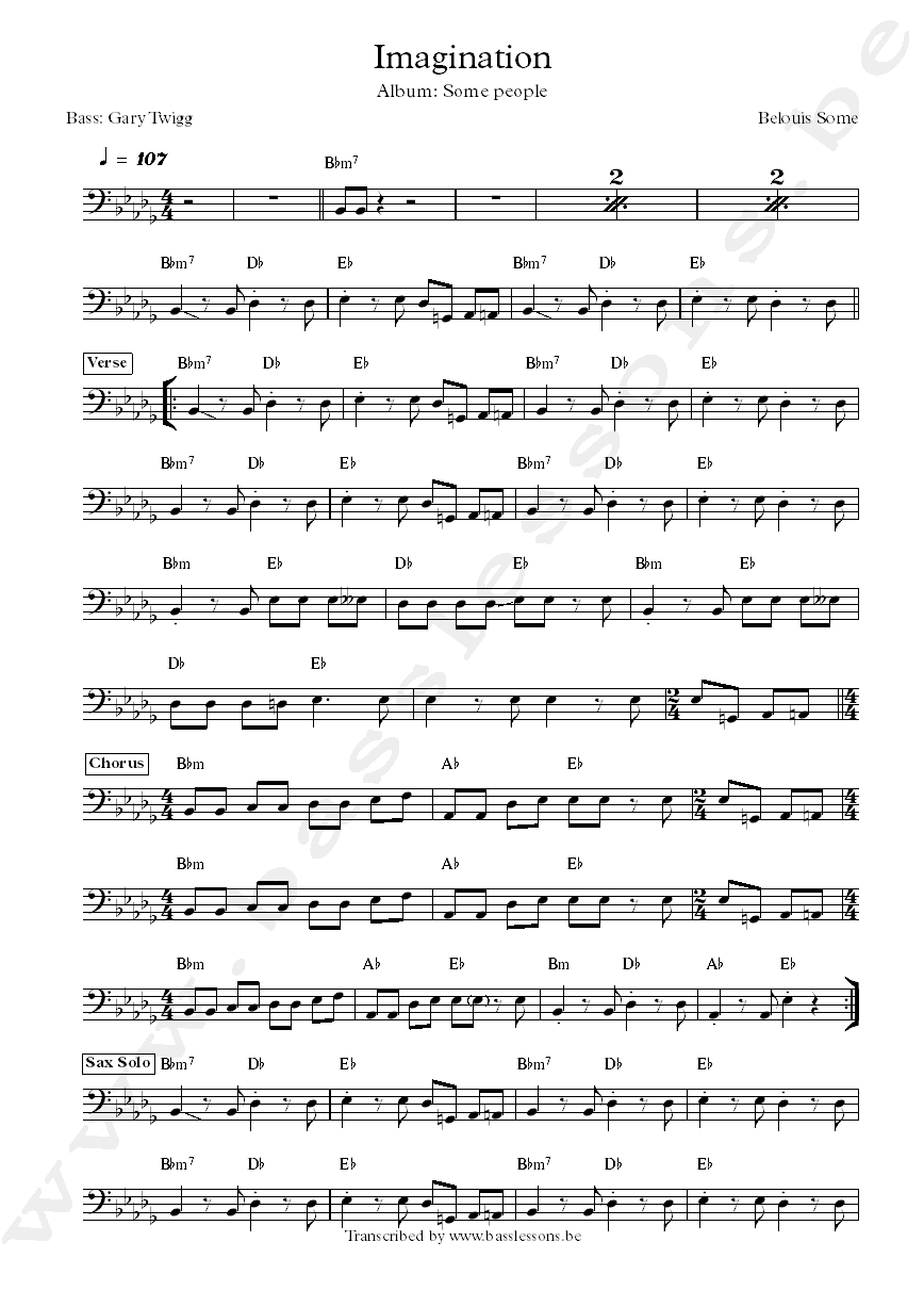 belouis some imagination bass transcription