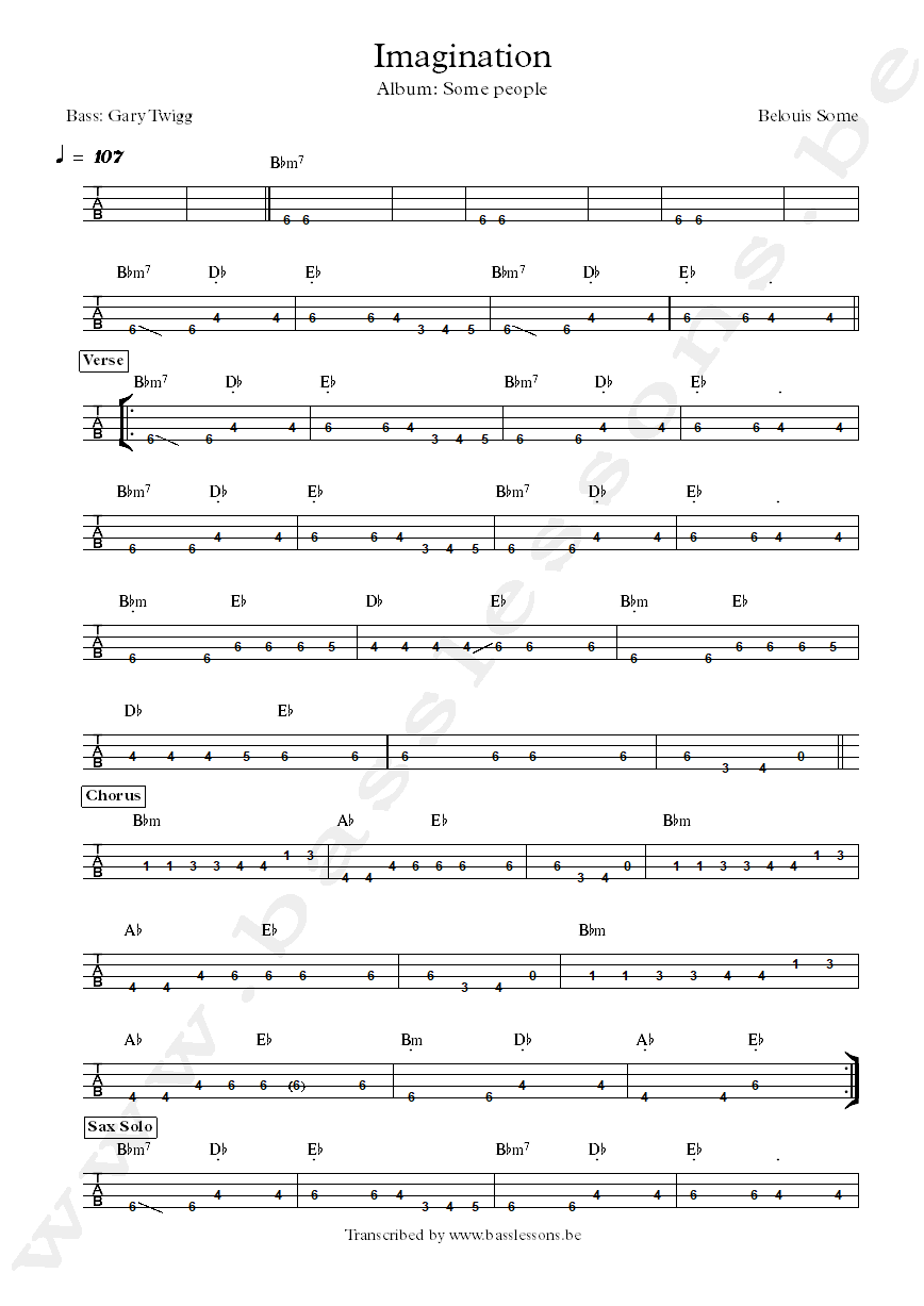 belouis some imagination bass tab