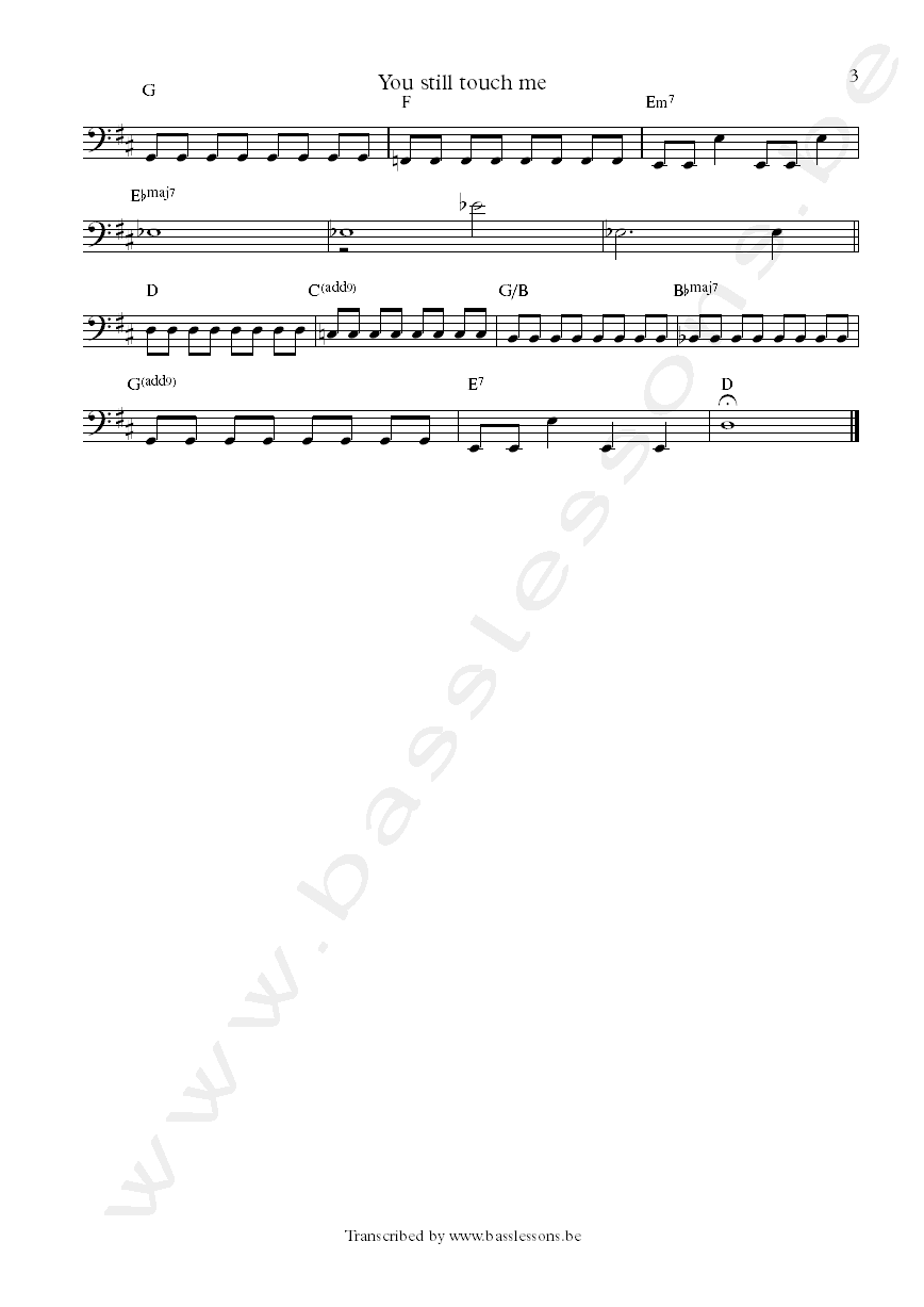 Sting you still touch me bass transcription part 3