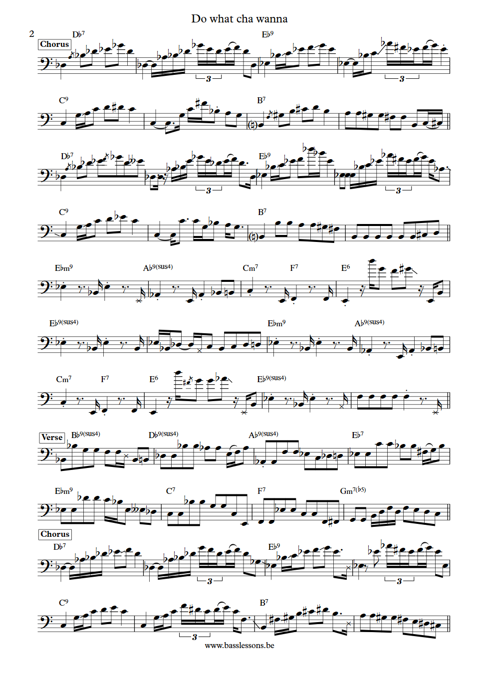 billy cobham  george duke Do what cha wanna bass transcription