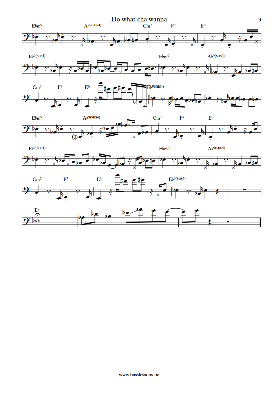 billy cobham  george duke Do what cha wanna bass transcription part 3