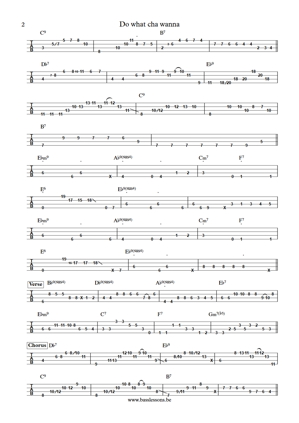 billy cobham  george duke Do what cha wanna bass tab part 2