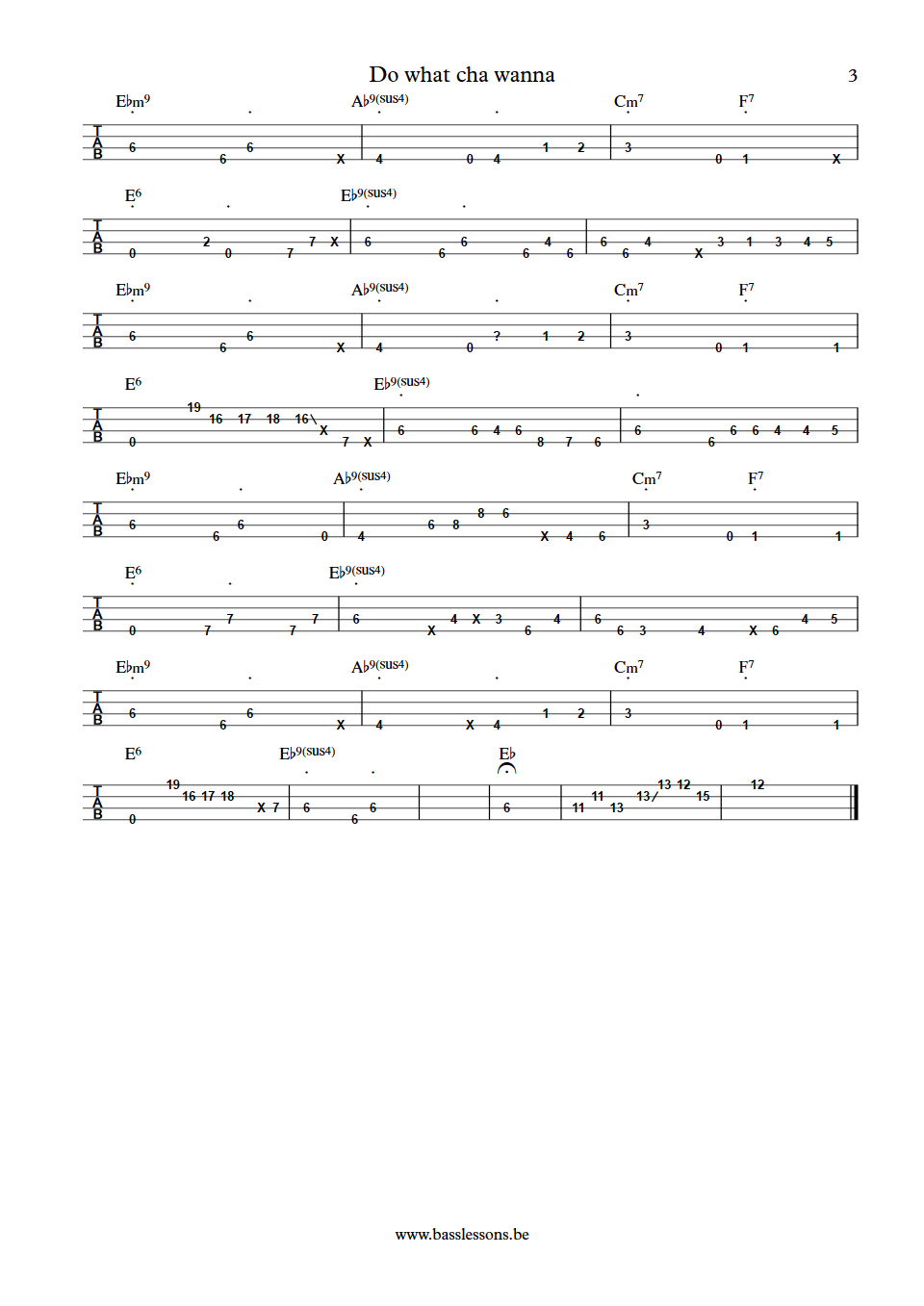 billy cobham  george duke Do what cha wanna bass tab part 3