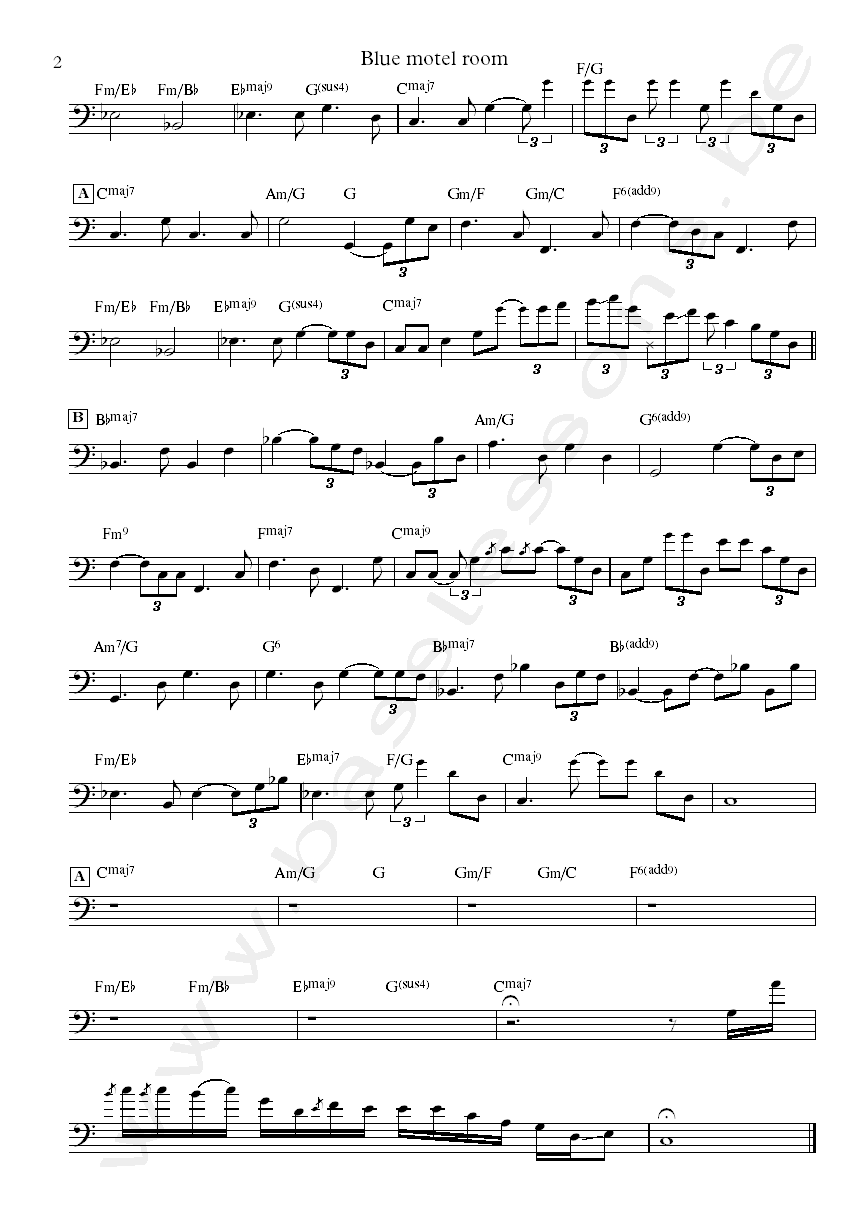 Joni mitchell blue motel room Chuck Domanico bass transcription part 2