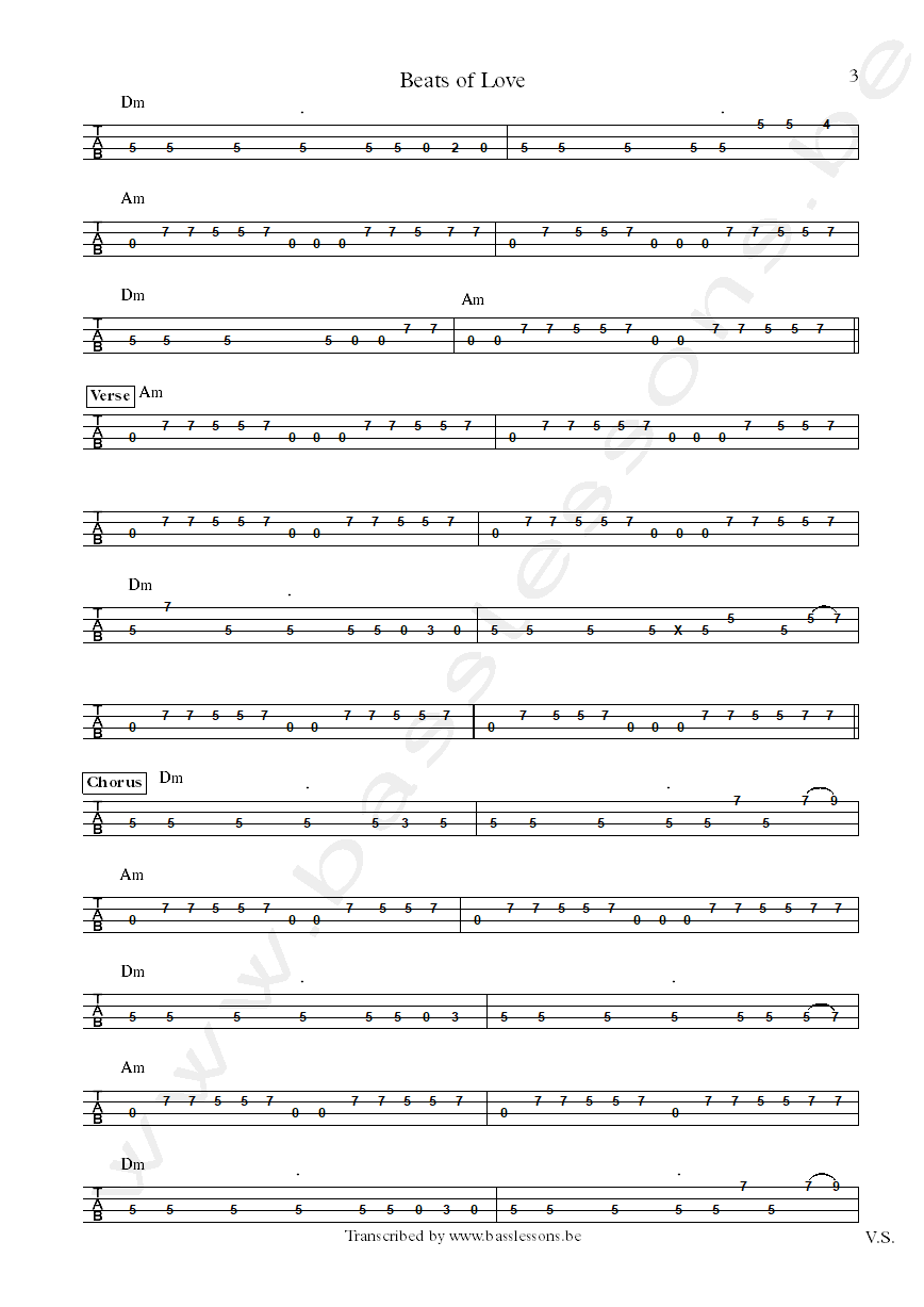 Nacht und Nebel beats of love bass tab part 3