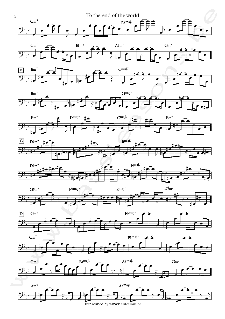 Pat metheny to the end of the world steve rodby transcription part 4