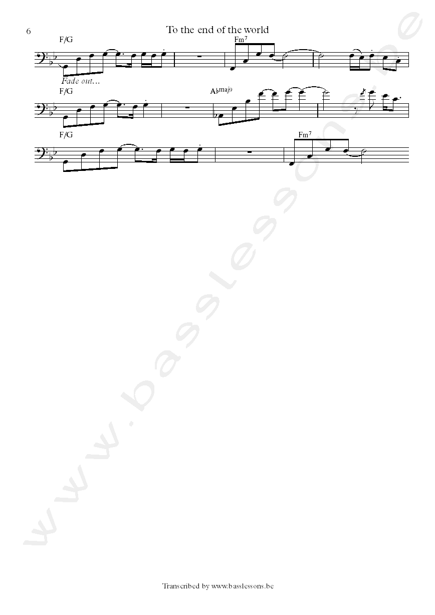 Pat metheny to the end of the world steve rodby transcription part 6