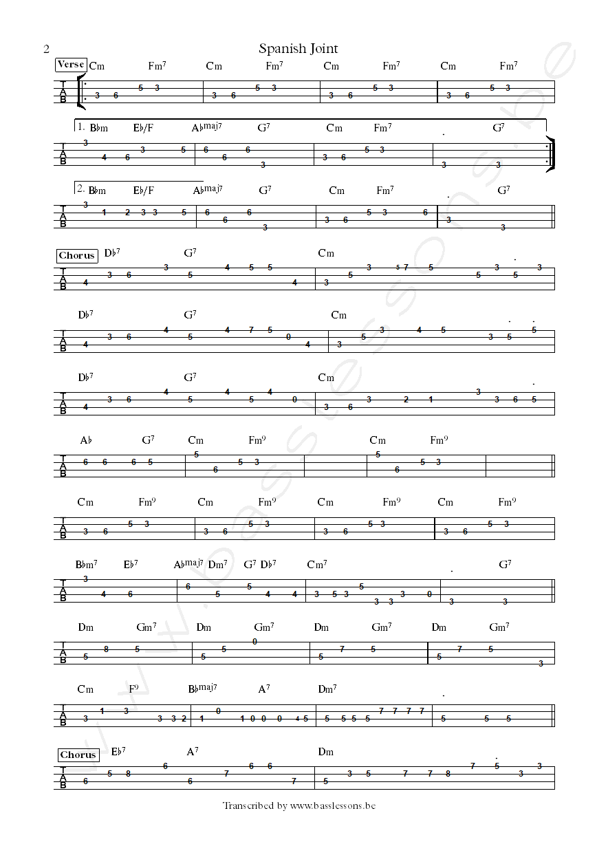 Dangelo spanish joint bass tab part 2