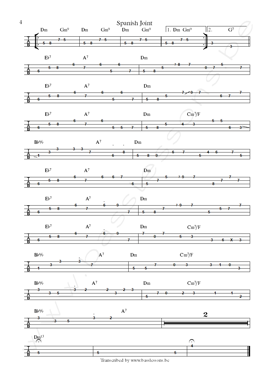 Dangelo spanish joint bass tab part 4