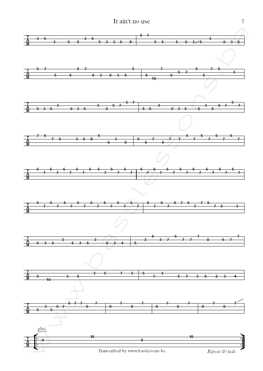 the meters it aint no use bass tab part 7