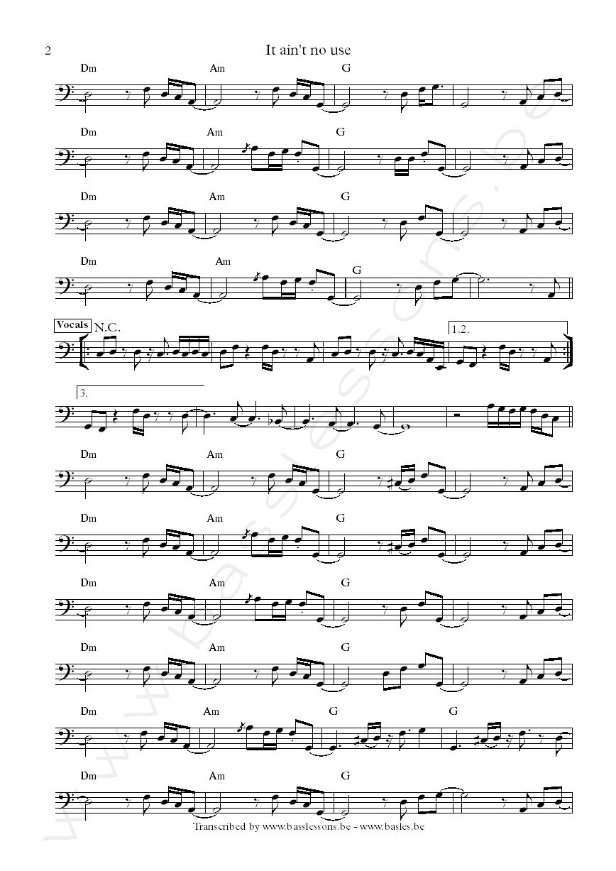 the meters it aint no use bass transcription part 2