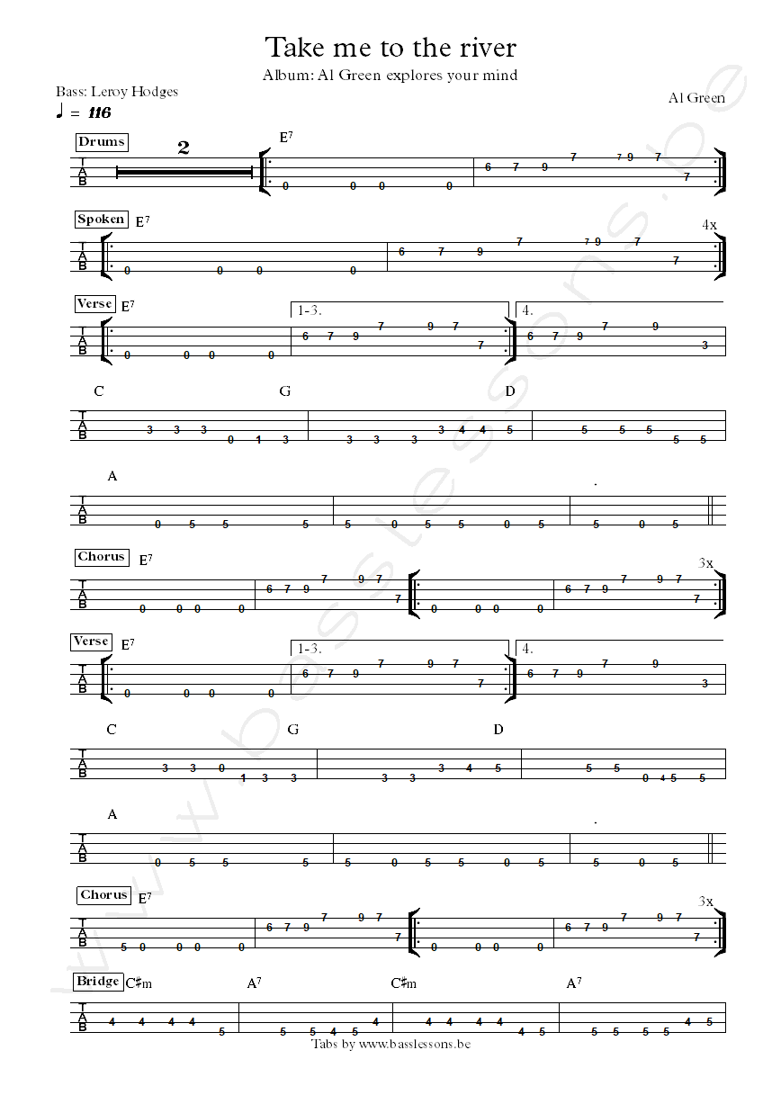 al green take me to the river leroy hodges bass tab