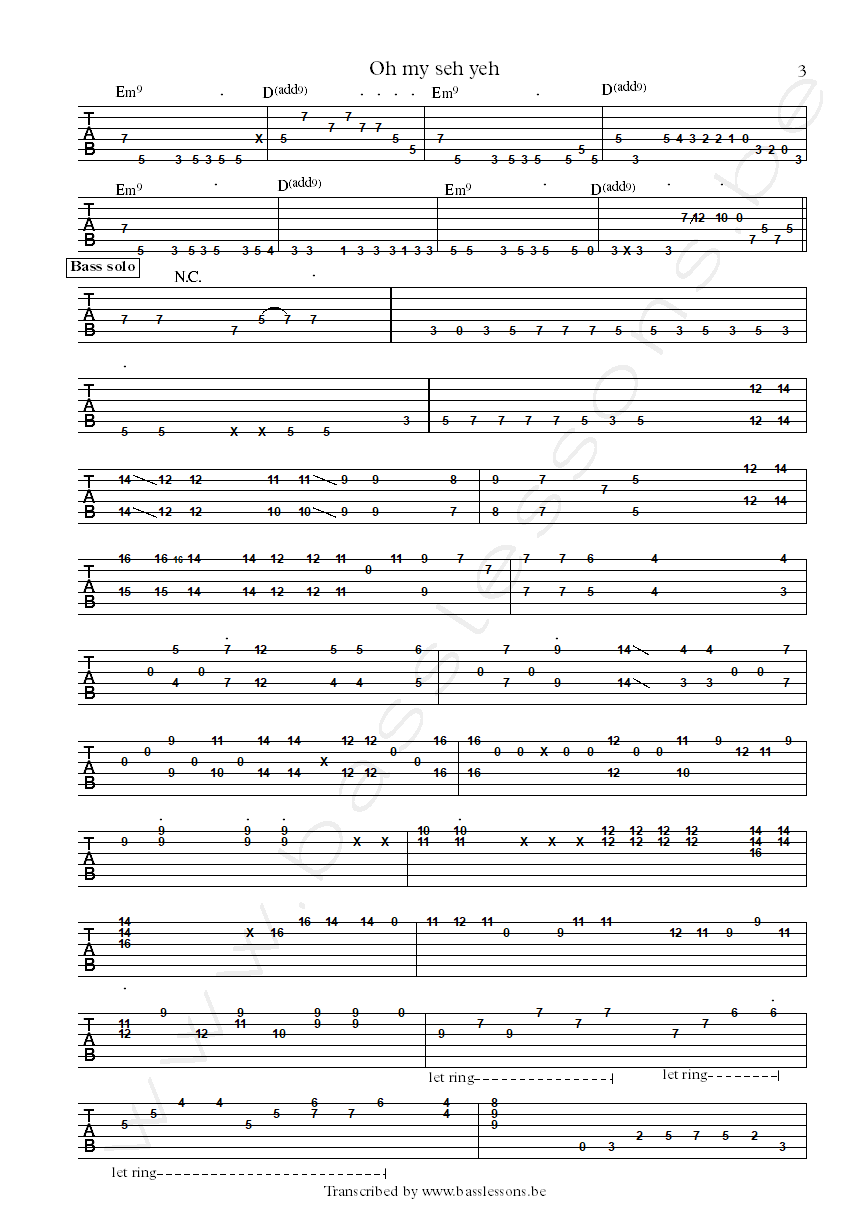 Roy hargrove crisol oh my sey yeh bass tab part 3