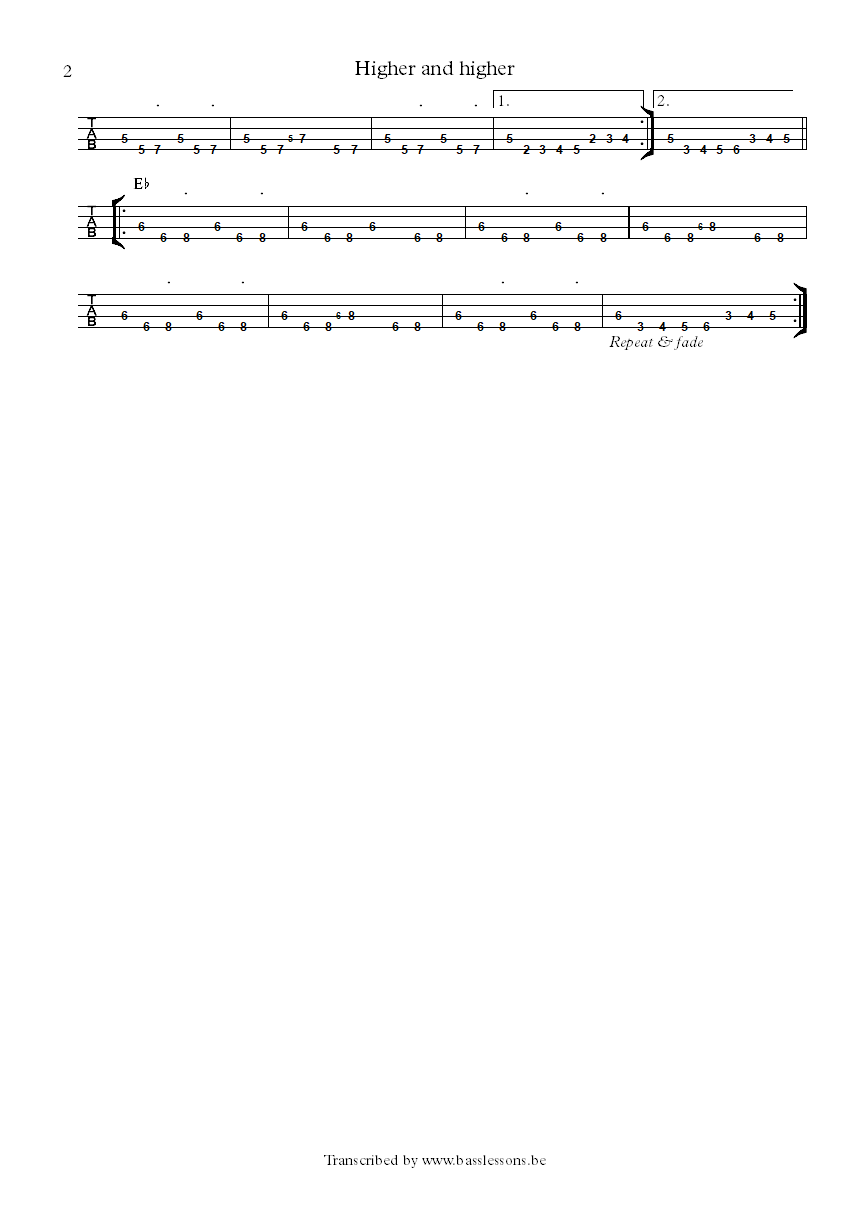 rita coolidge higher and higher leland sklar bass tab part 2