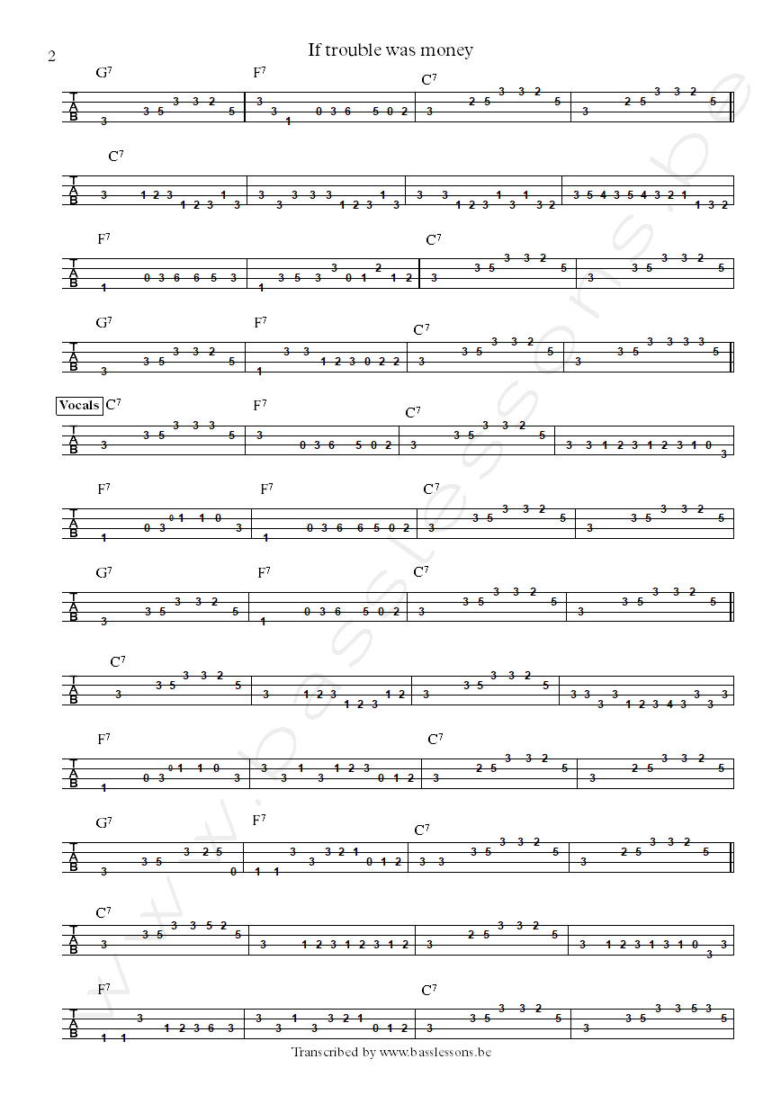 Gary Clark jr if troubla was money bass tab part 2