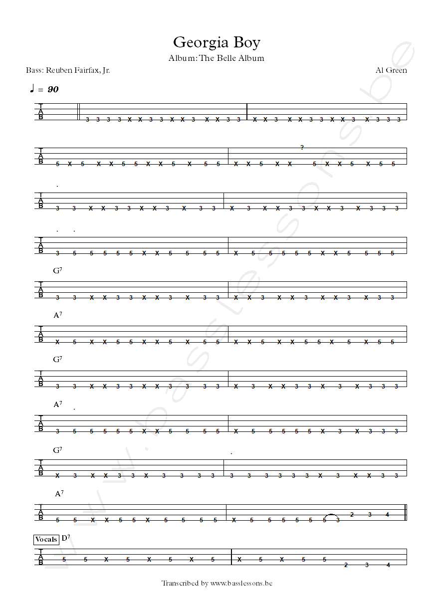 Al Green Georgia Boy bass tab