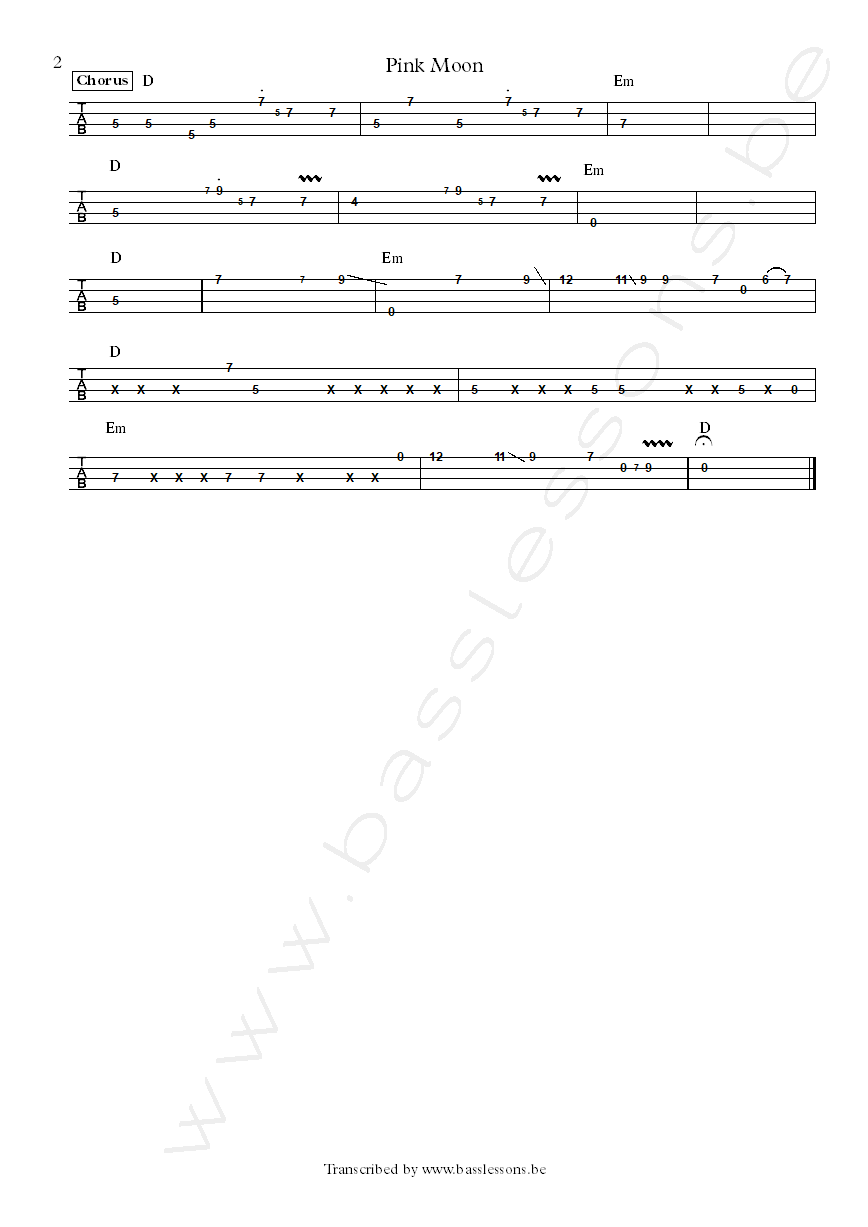 Meshell Ndegeocello pink moon bass tab part 2