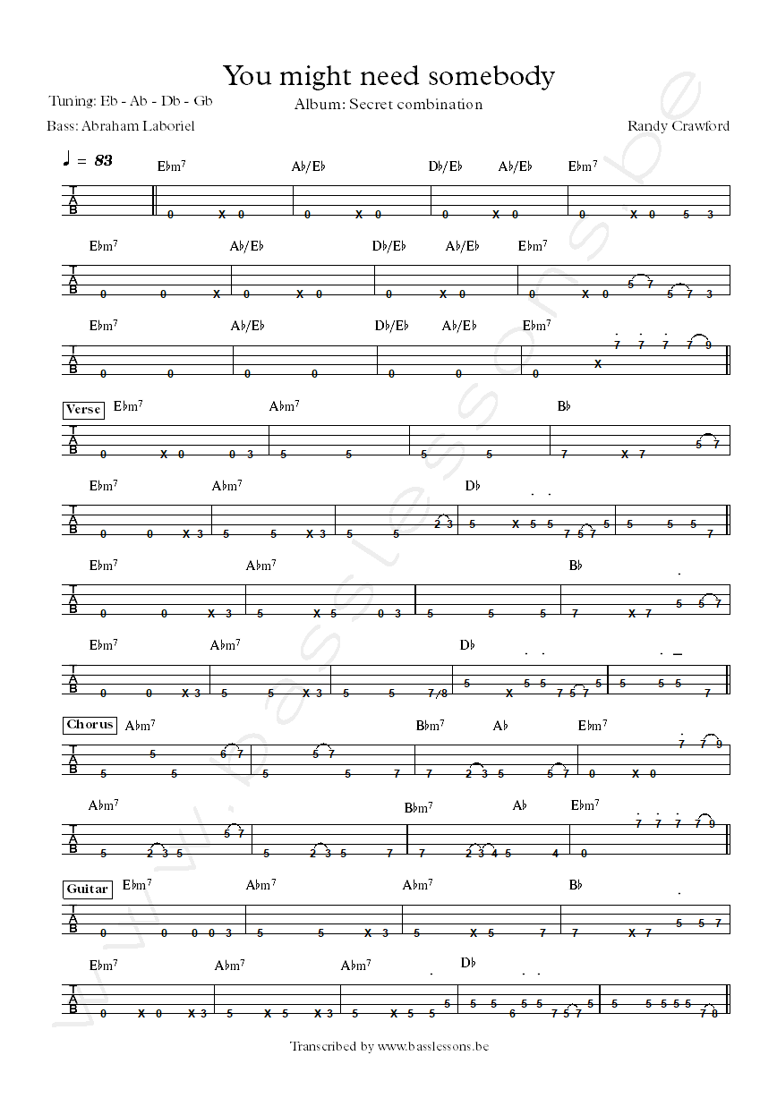 Randy Crawford You might need somebody Abraham Laboriel bass tab