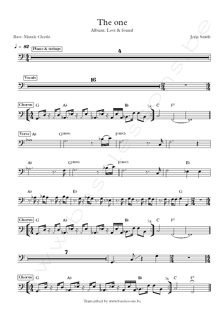 Jorja smith the one bass transcription