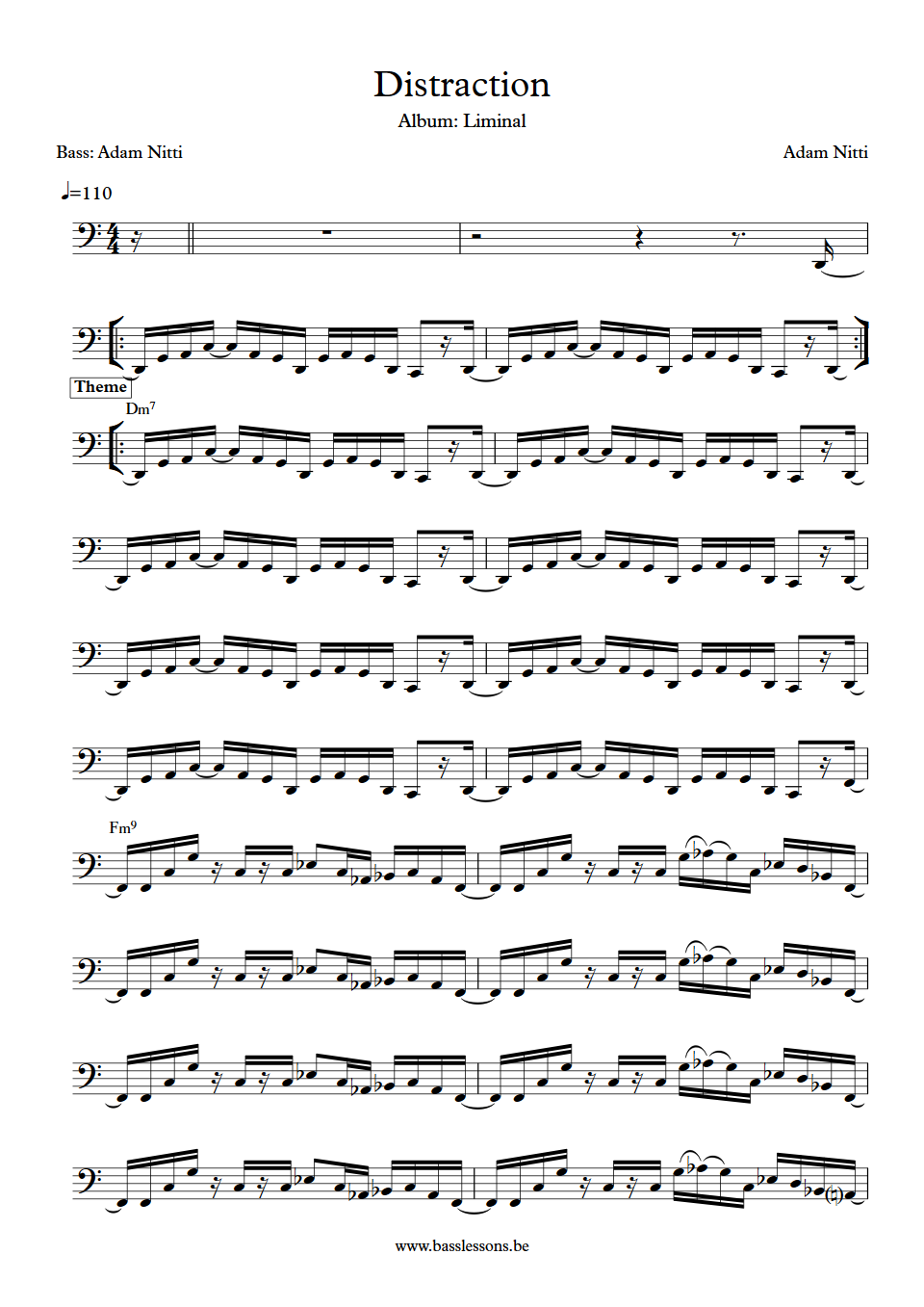 Adam Nitti Distraction bass transcription