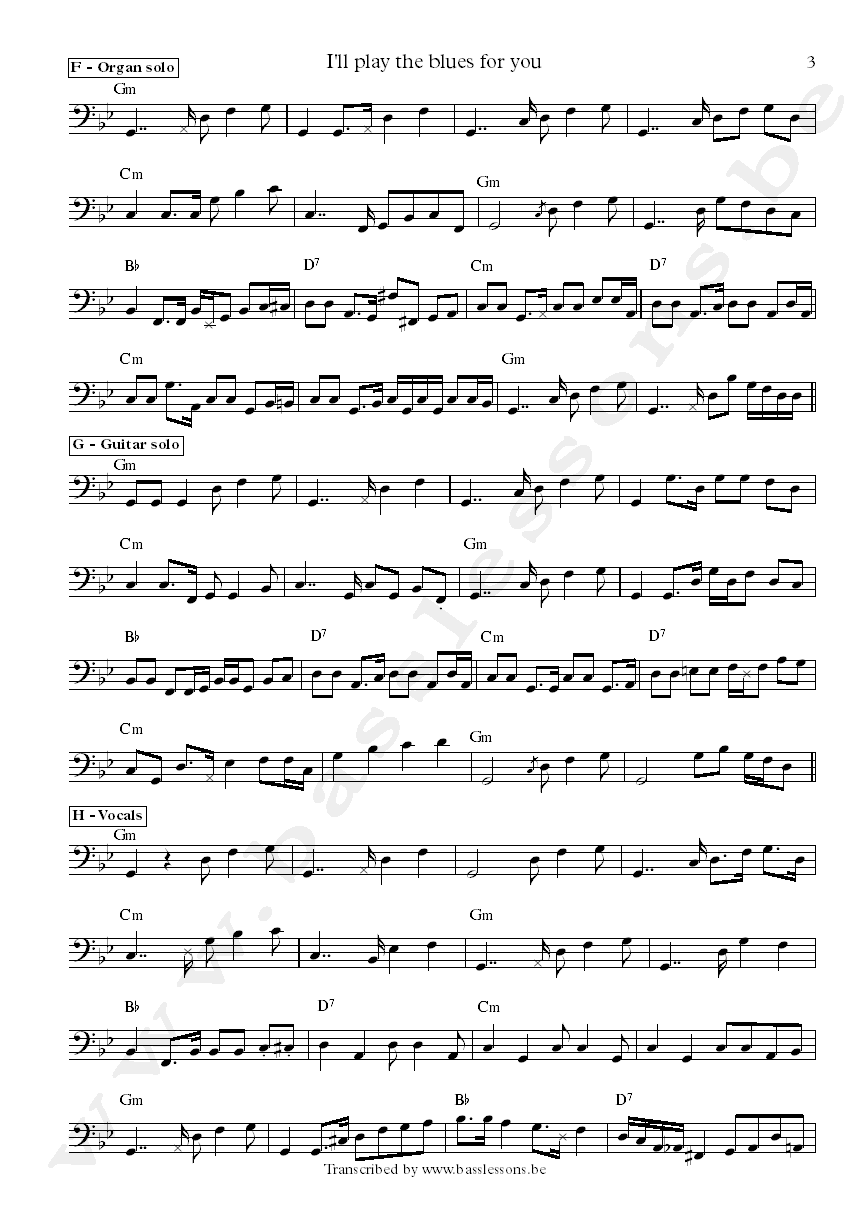 Joe Bonamassa Ill Play The Blues For You Michael Rhodes bass transcription part 3