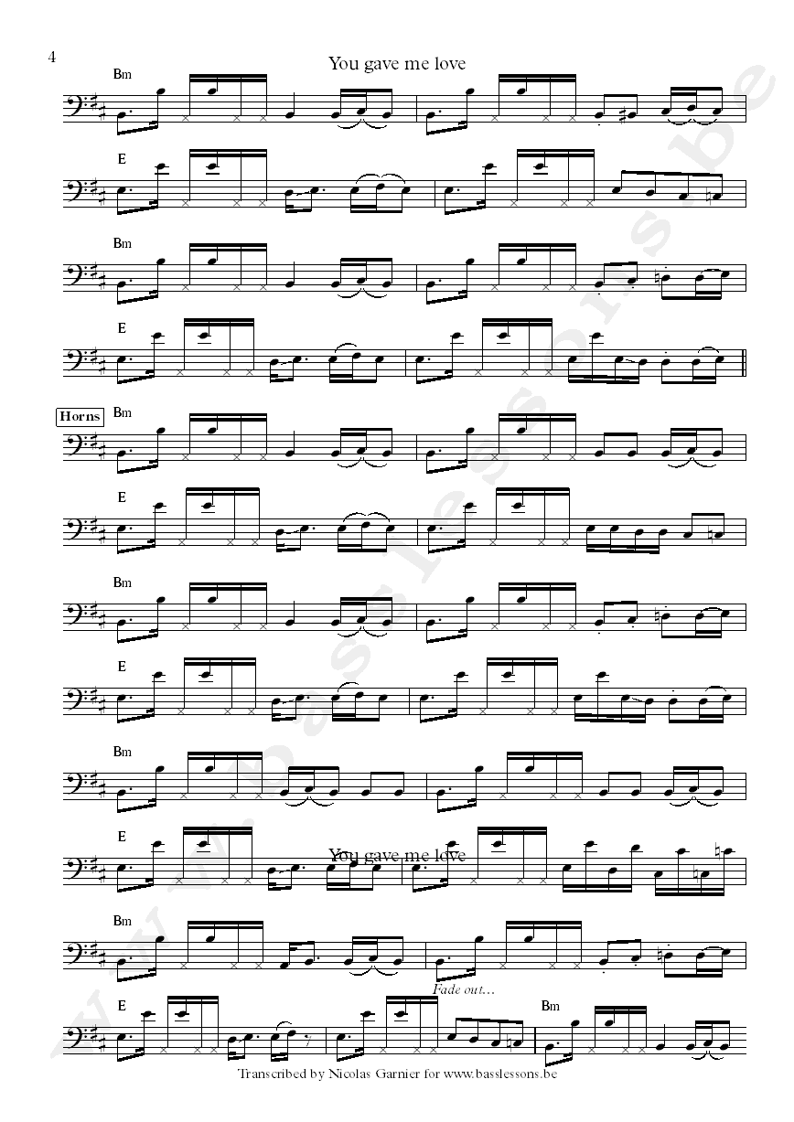 Crown heights affair you gave me love bass transcription part 4
