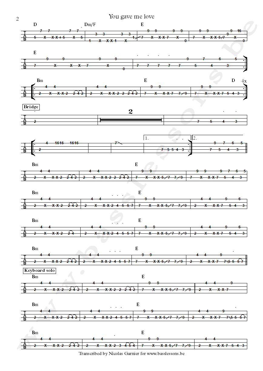 Crown heights affair you gave me love bass tab part 2