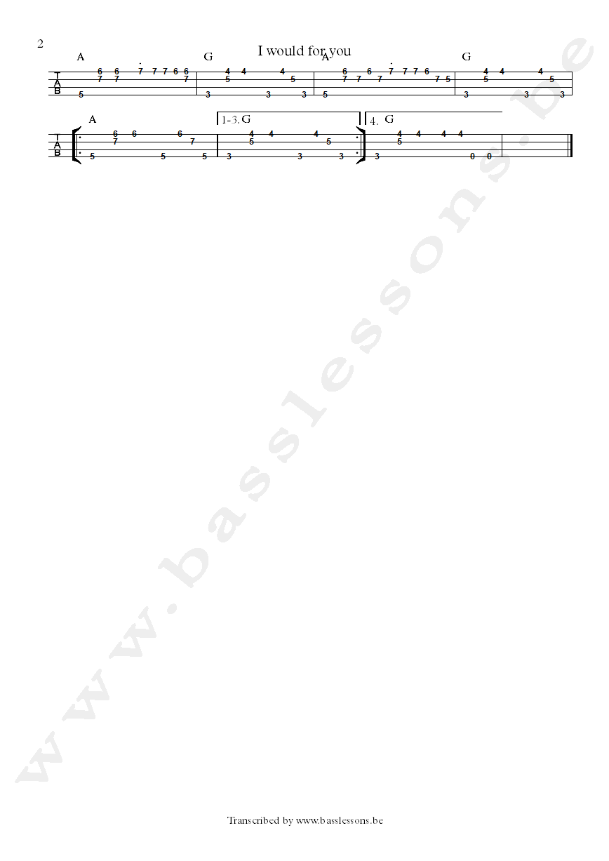 Janes addiction I woulf dor you bass tab part 2