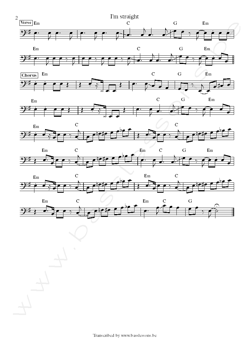 The modern lovers im straight bass transcription part 2