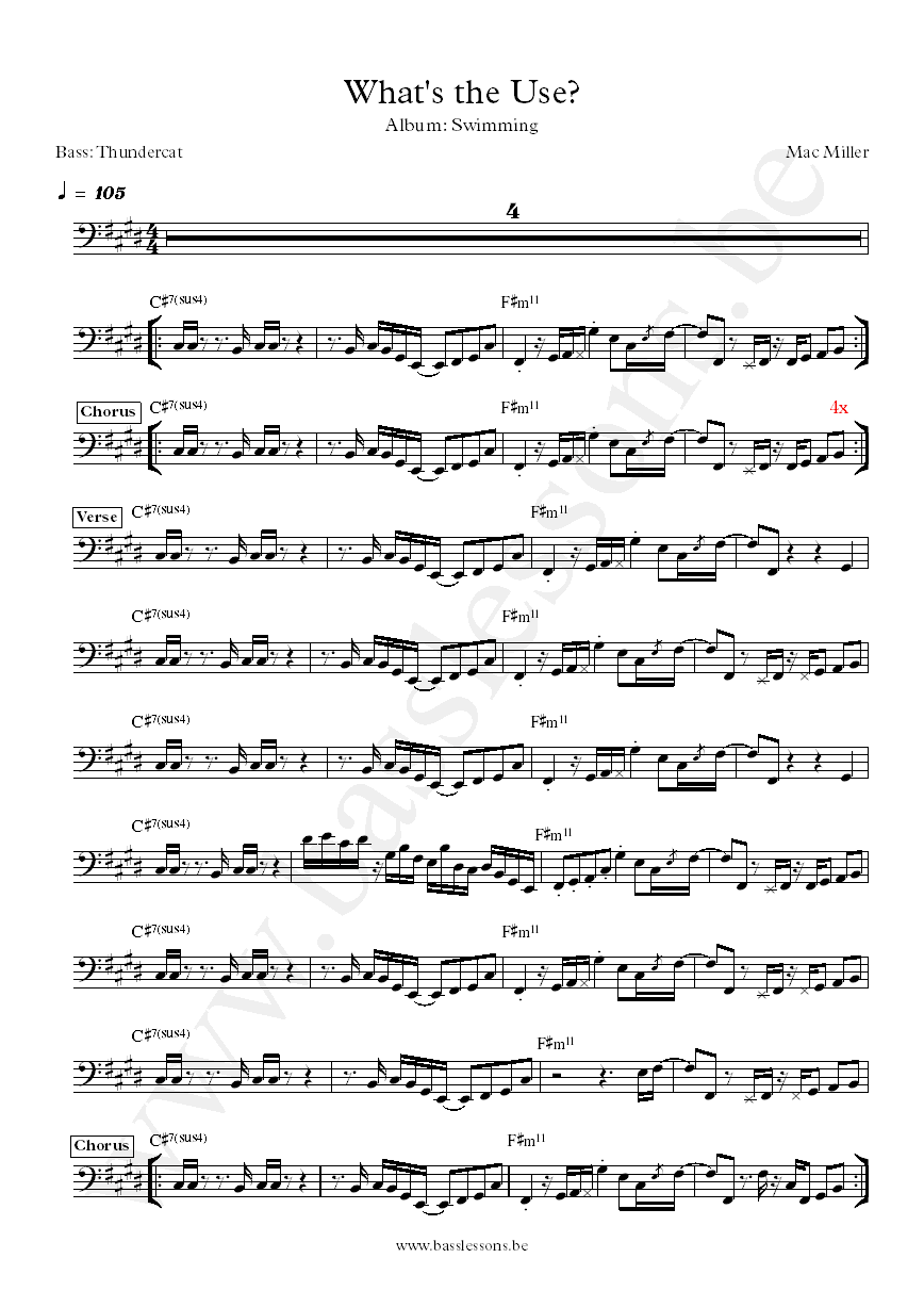 Mac Miller whats the use thundercat bass transcription