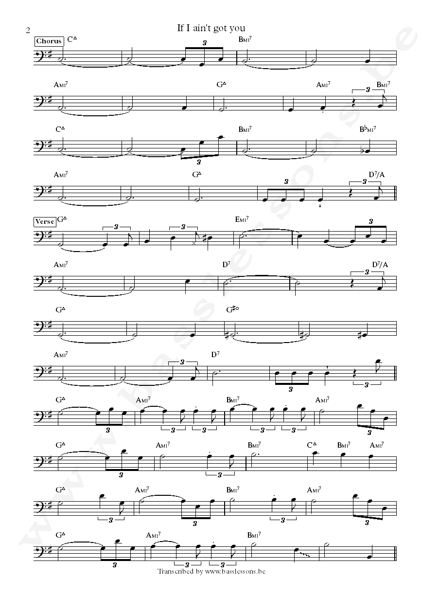 Alicia Keys If I aint got you bass transcription part 2