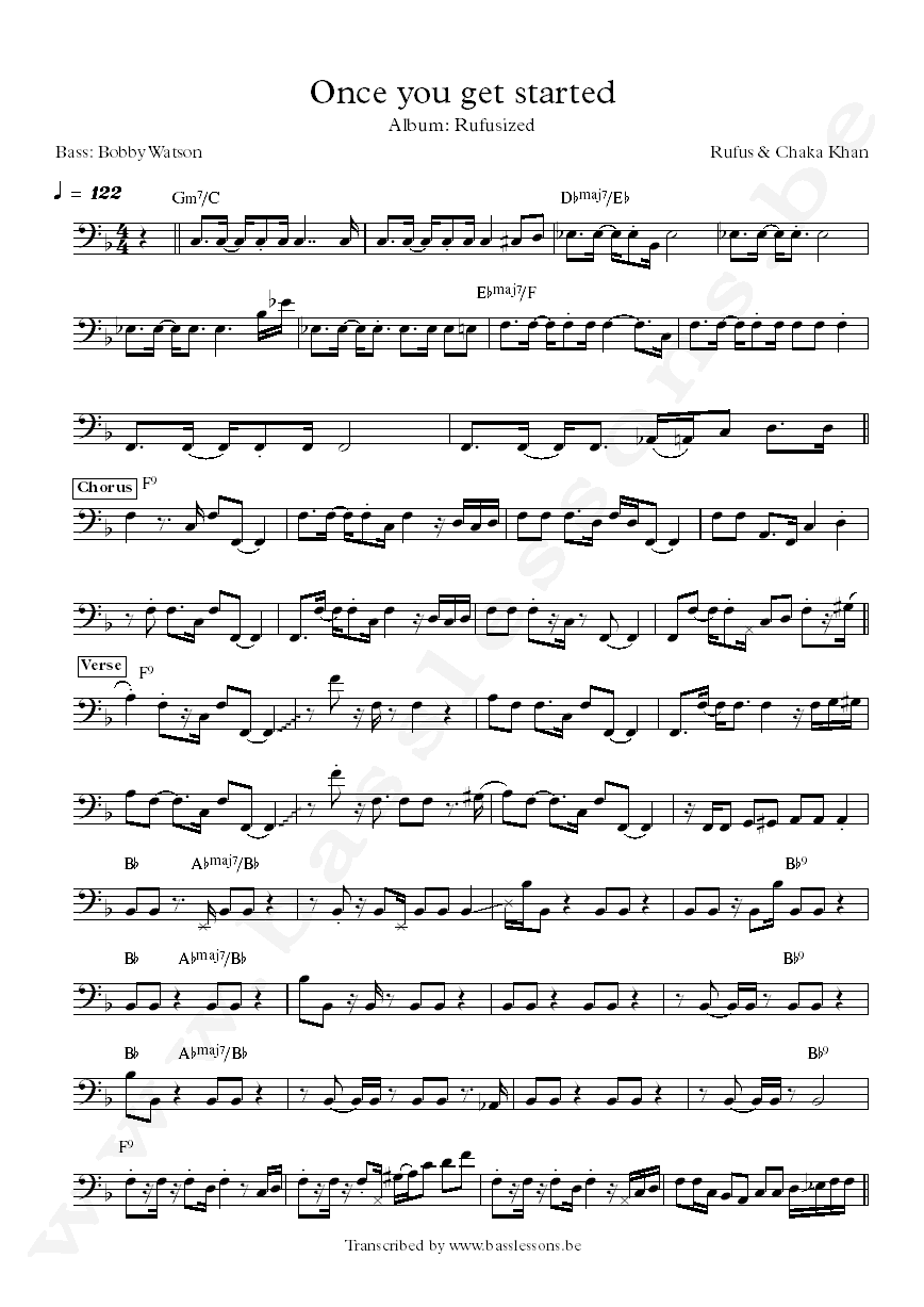 Rufus and Chaka Khan Rufus and Chaka Khan Bobby Watson bass transcription