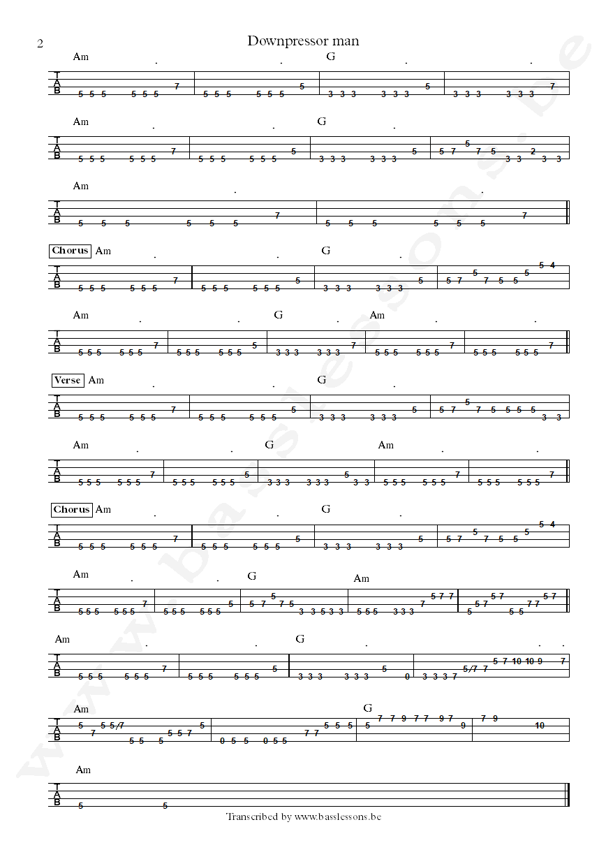 Sinead OConner Downpressor man Robbie Shakespeare bass tab part 2