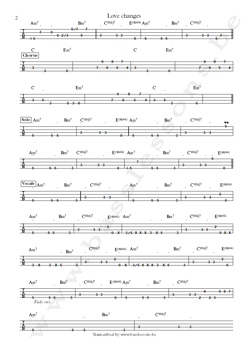 Mothers fines ove changes bass tab part 2