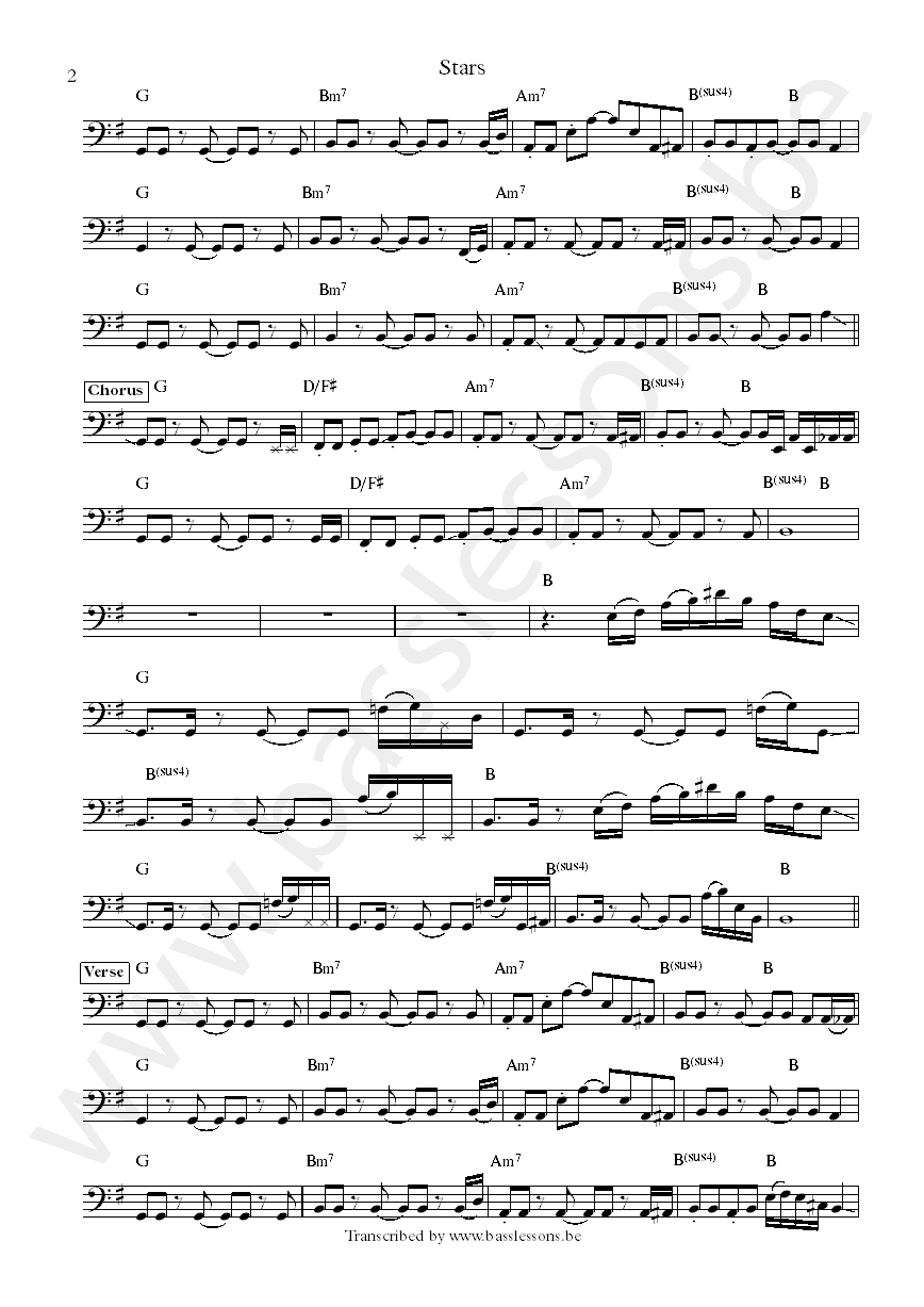 Simply red stars Shaun Ward bass transcription part 2