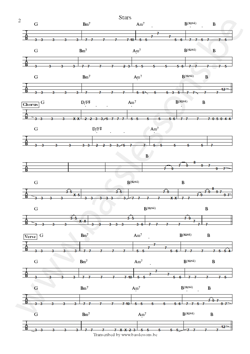 Simply red stars Shaun Ward bass tab part 2