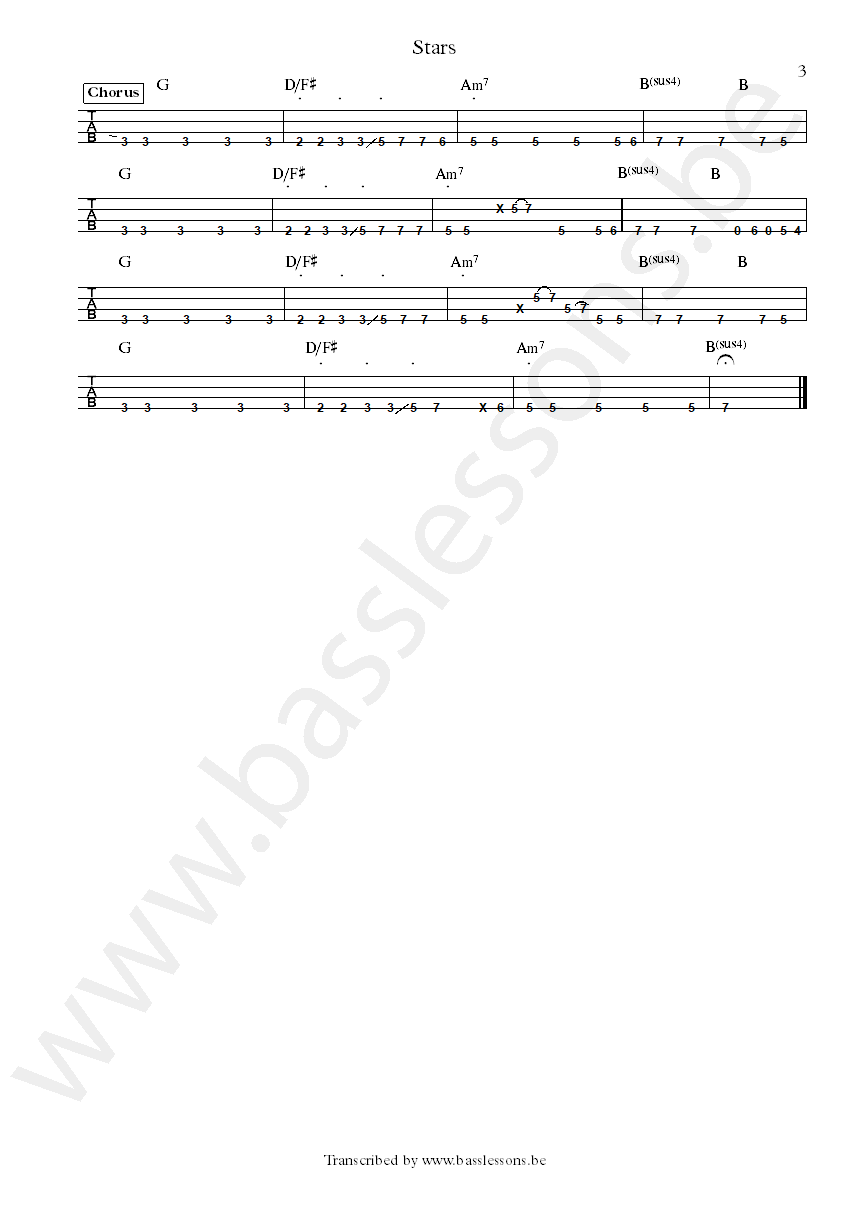 Simply red stars Shaun Ward bass tab part 3
