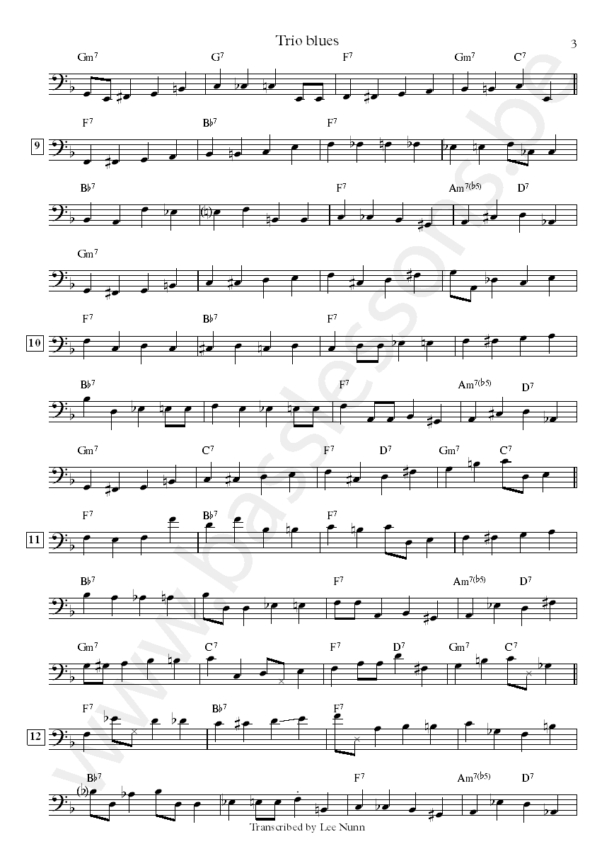 John Scofield Trio blues Steve Swallow bass transcription part 3