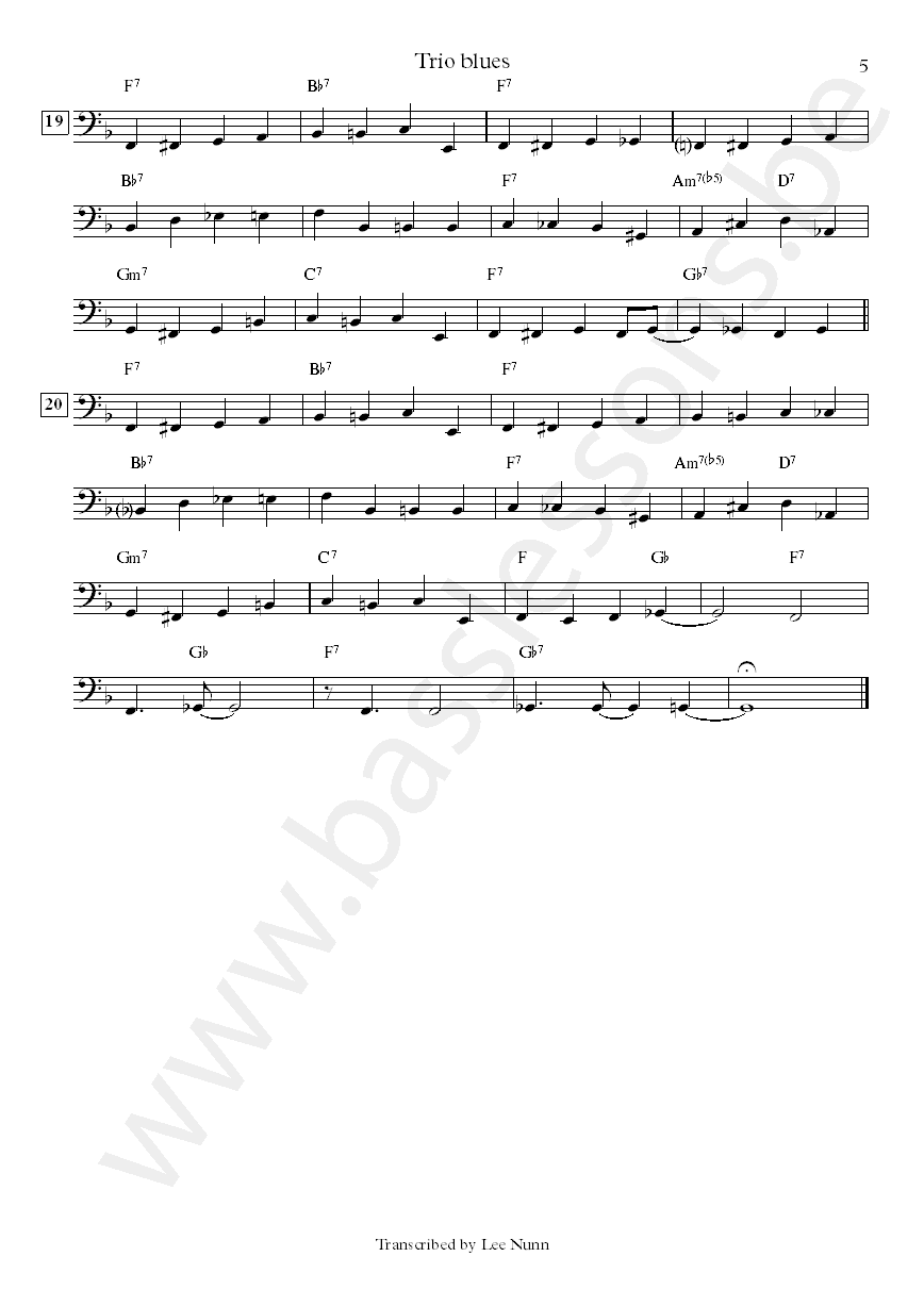 John Scofield Trio blues Steve Swallow bass transcription part 5