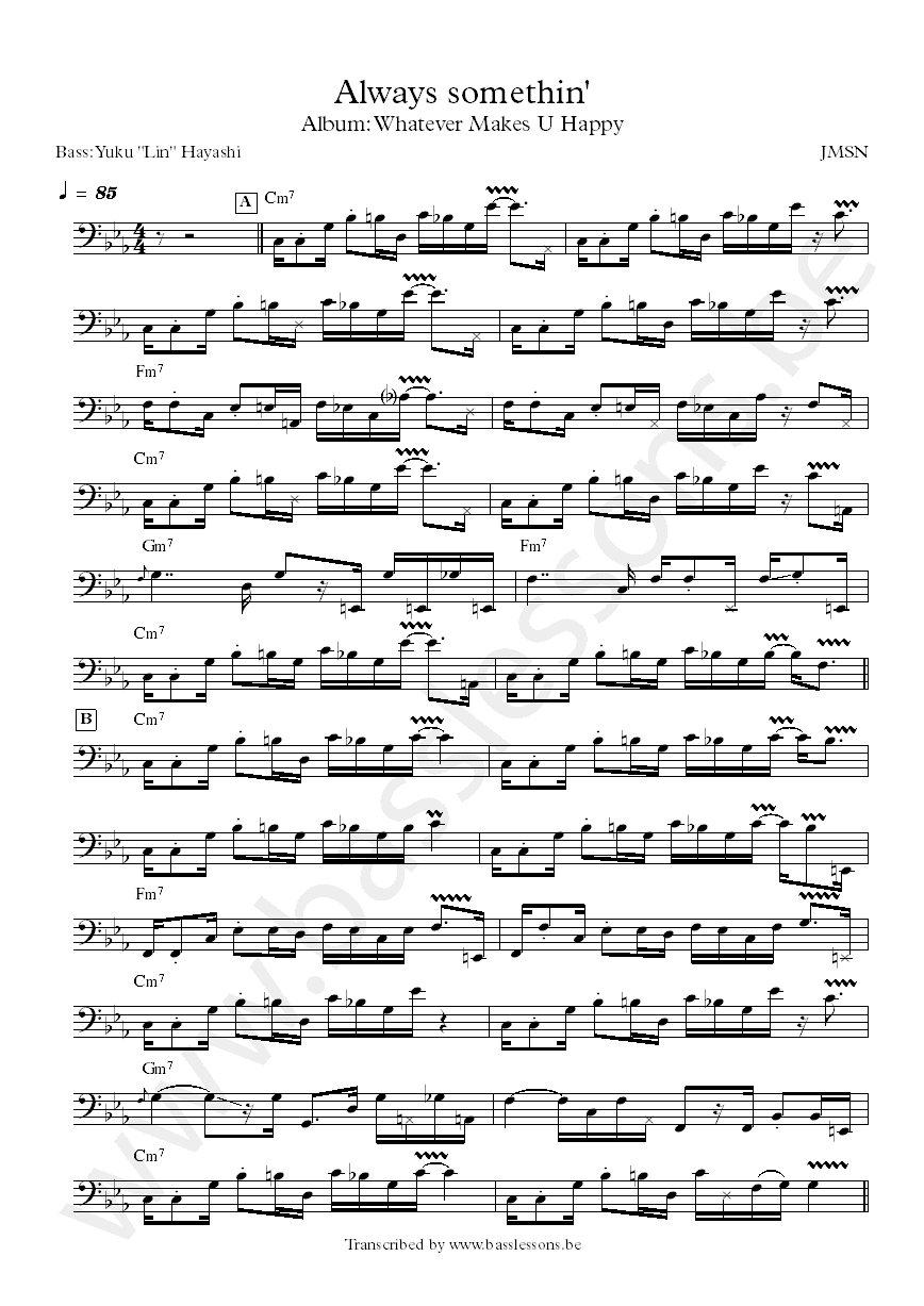 JMSN akways somethin bass transcription