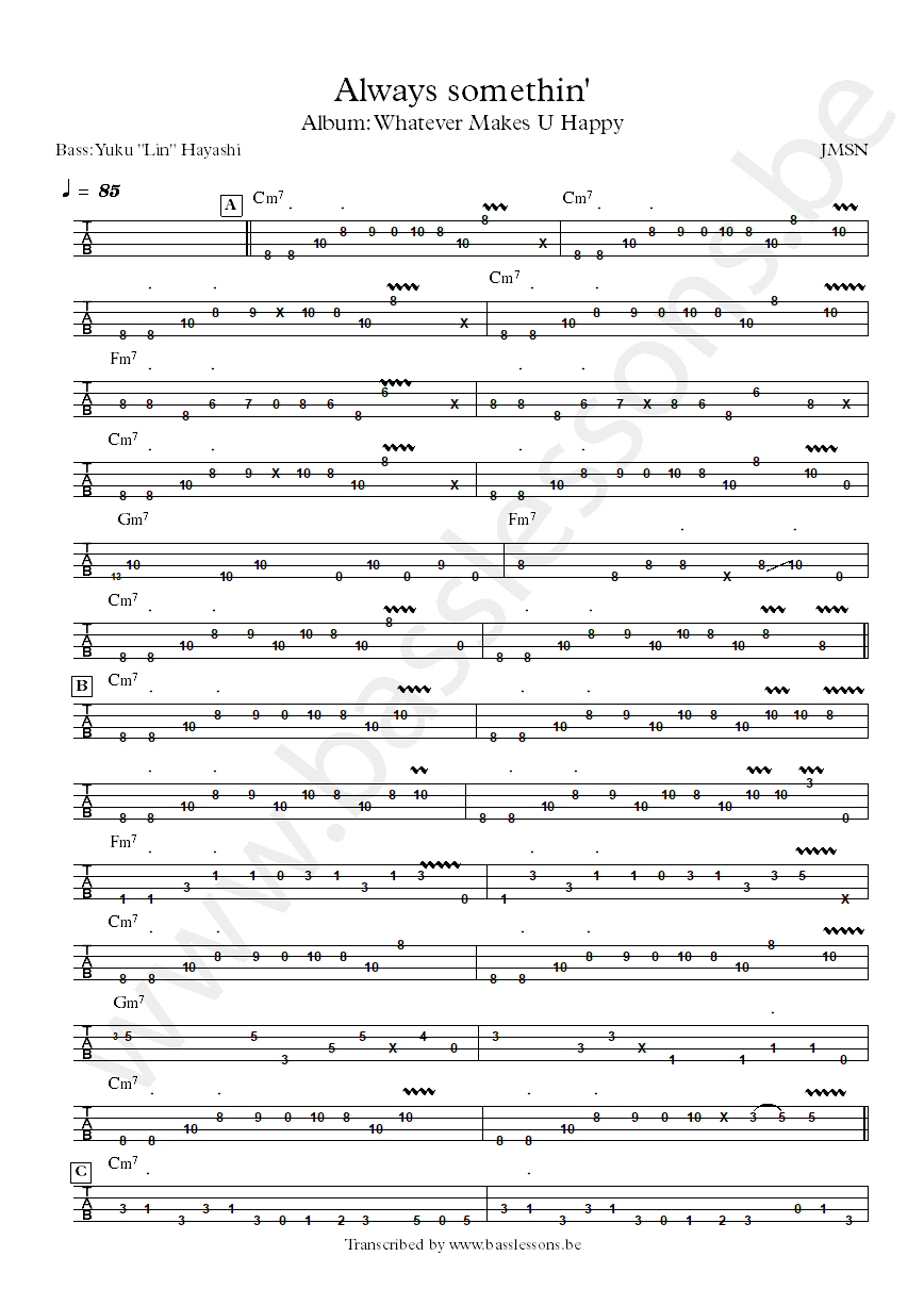 JMSN akways somethin bass tab