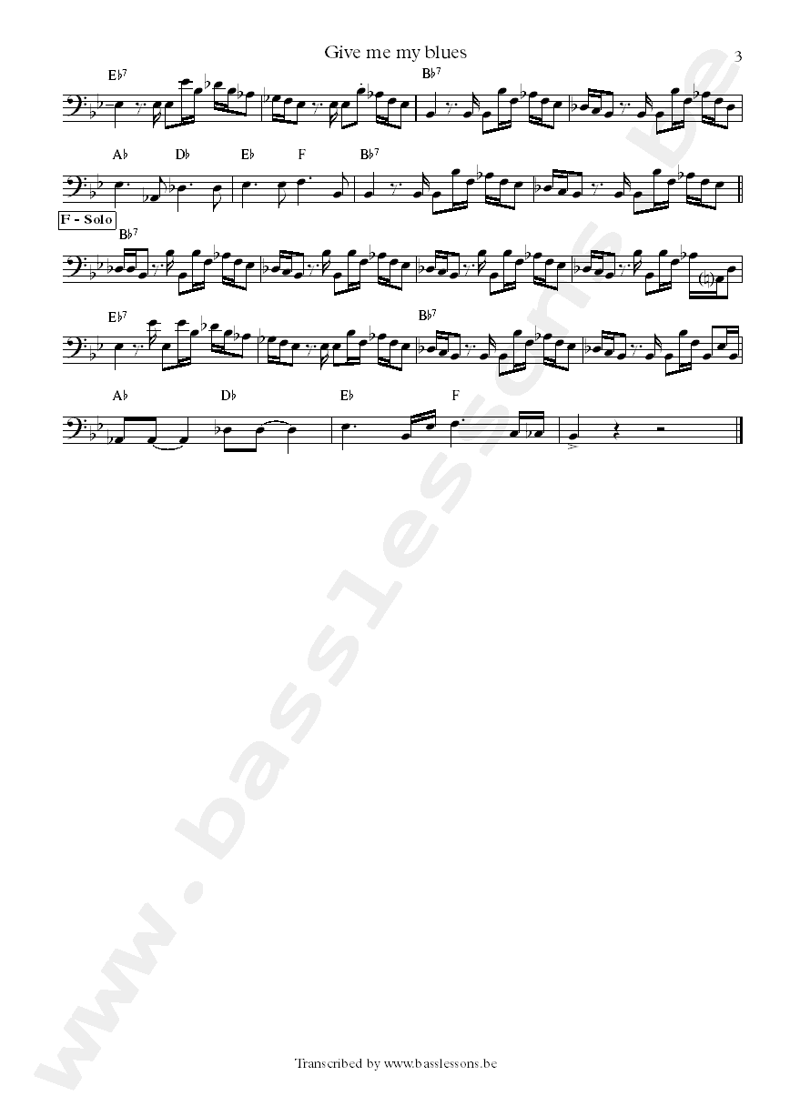 Albert Collins Give me my blues bass transcription part 3