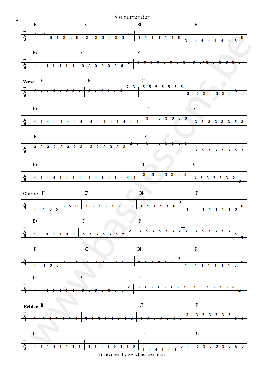 Bruce springsteen no surrender garry Talent bass tab part 2