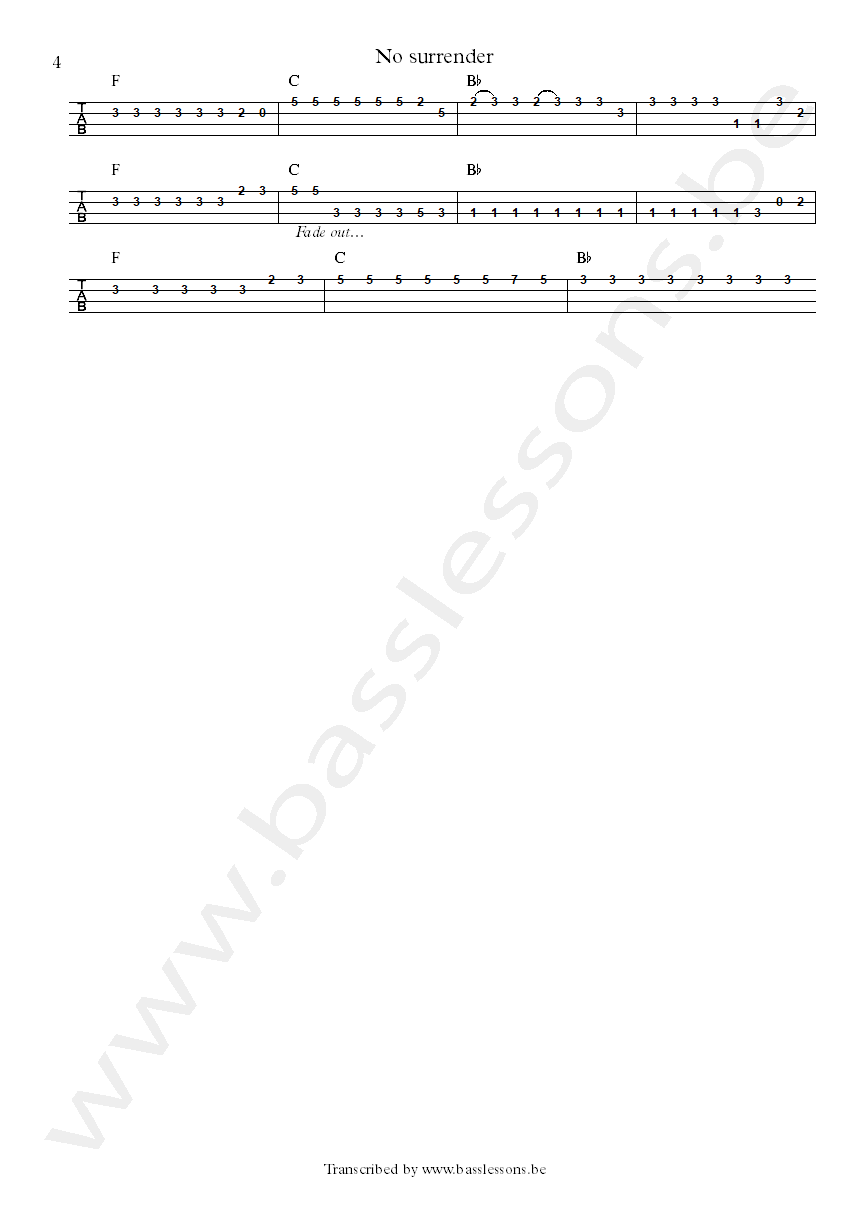 Bruce springsteen no surrender garry Talent bass tab part 4