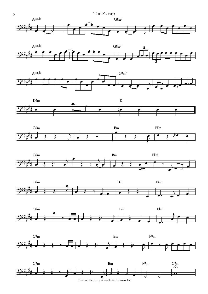 BADBADNOTGOOD ft Ghostface Killah - tones rap bass transcription part 2