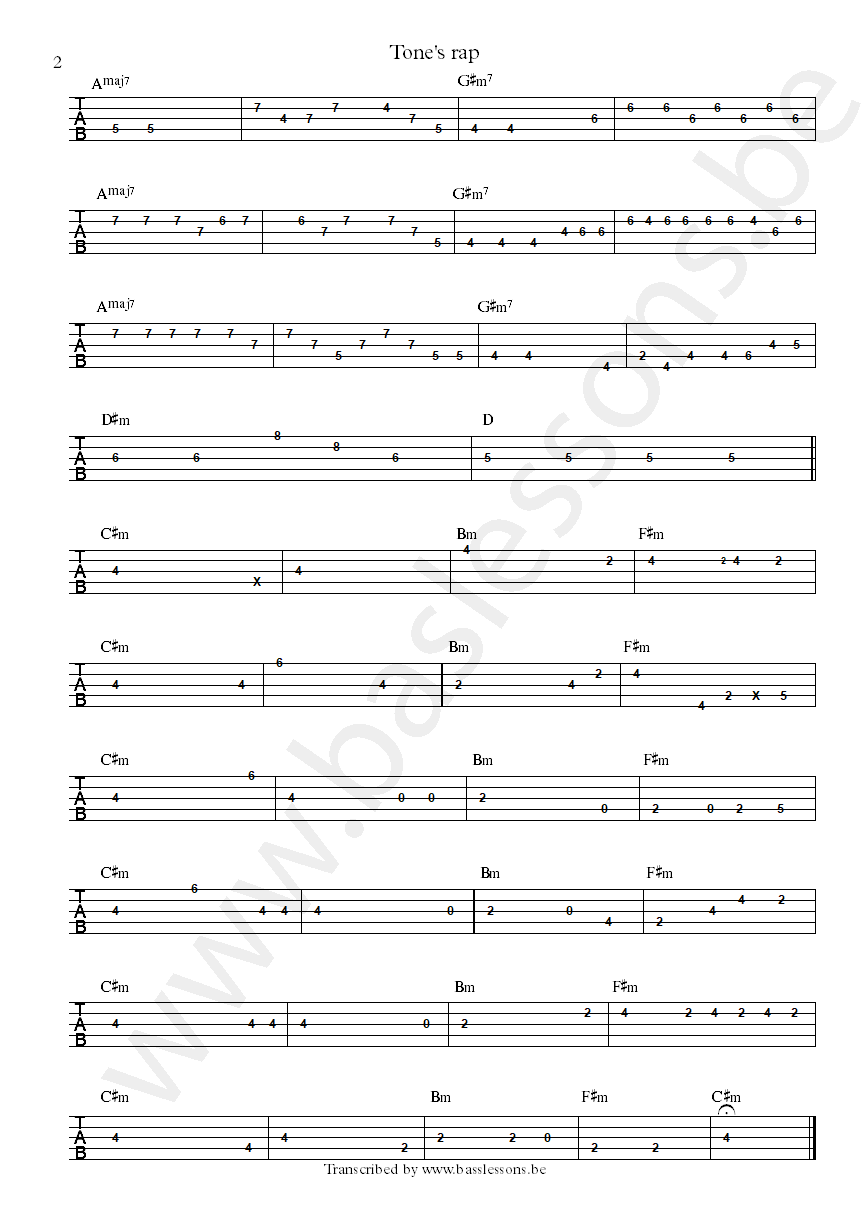 BADBADNOTGOOD ft Ghostface Killah - tones rap bass tab part 2