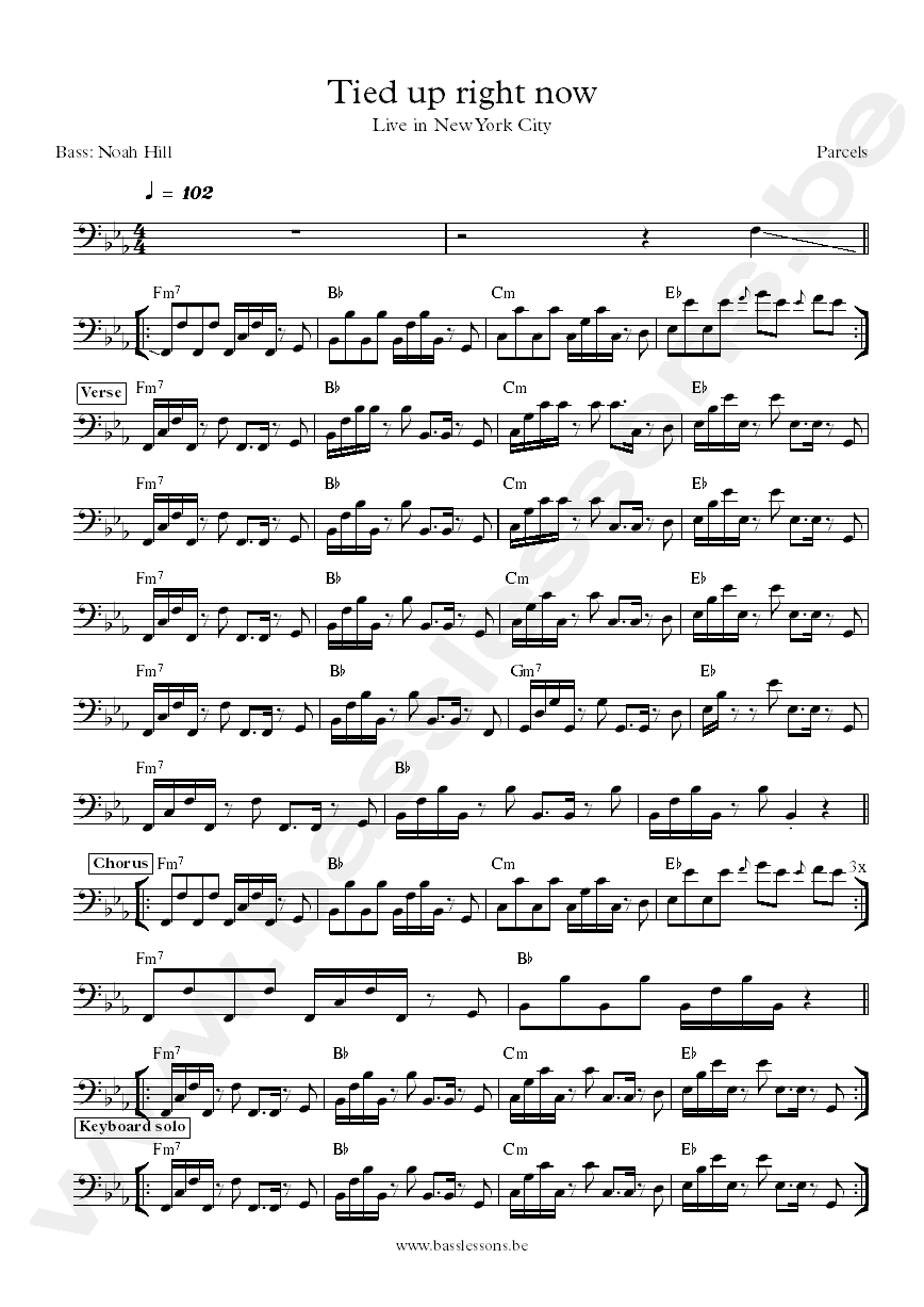 Parcels - Tied up right now - bass transcription