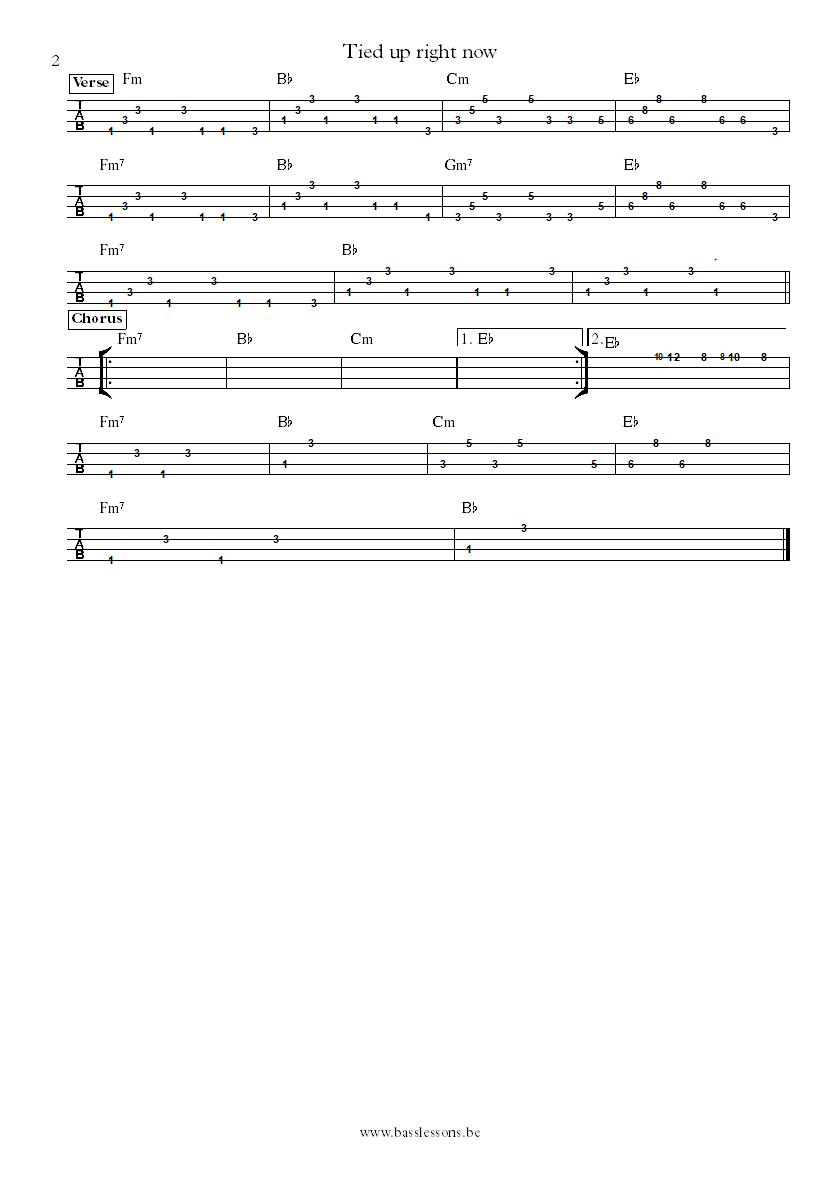 Parcels - Tied up right now - bass tab part 2